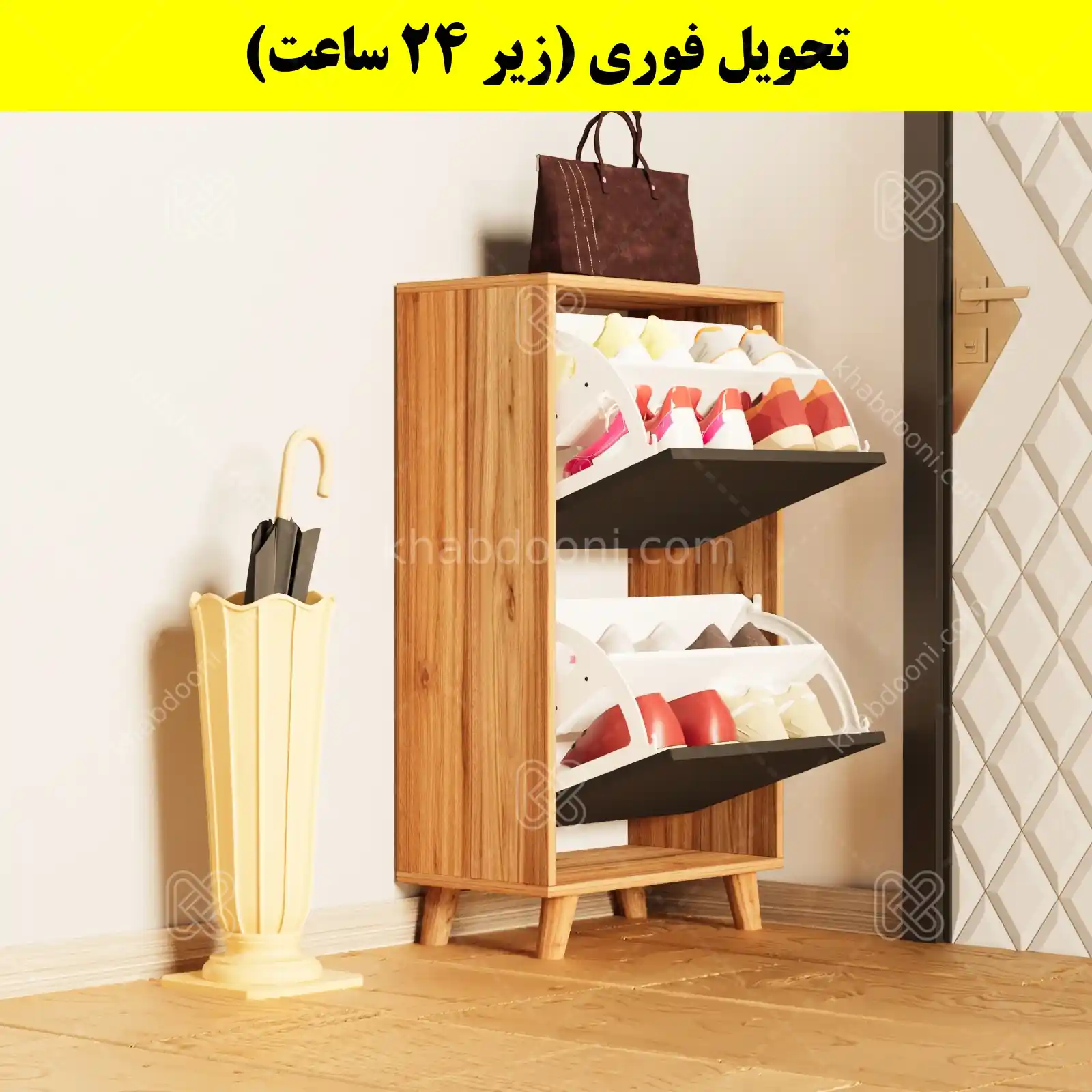 جاکفشی داشبوردی دو درب طرح ایکیا – طول 50 (تحویل فوری) نوک مدادی گردویی