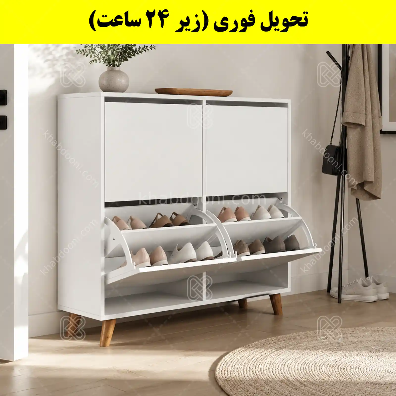 جاکفشی داشبوردی چهار درب طرح ایکیا – طول 100 (تحویل فوری) سفید