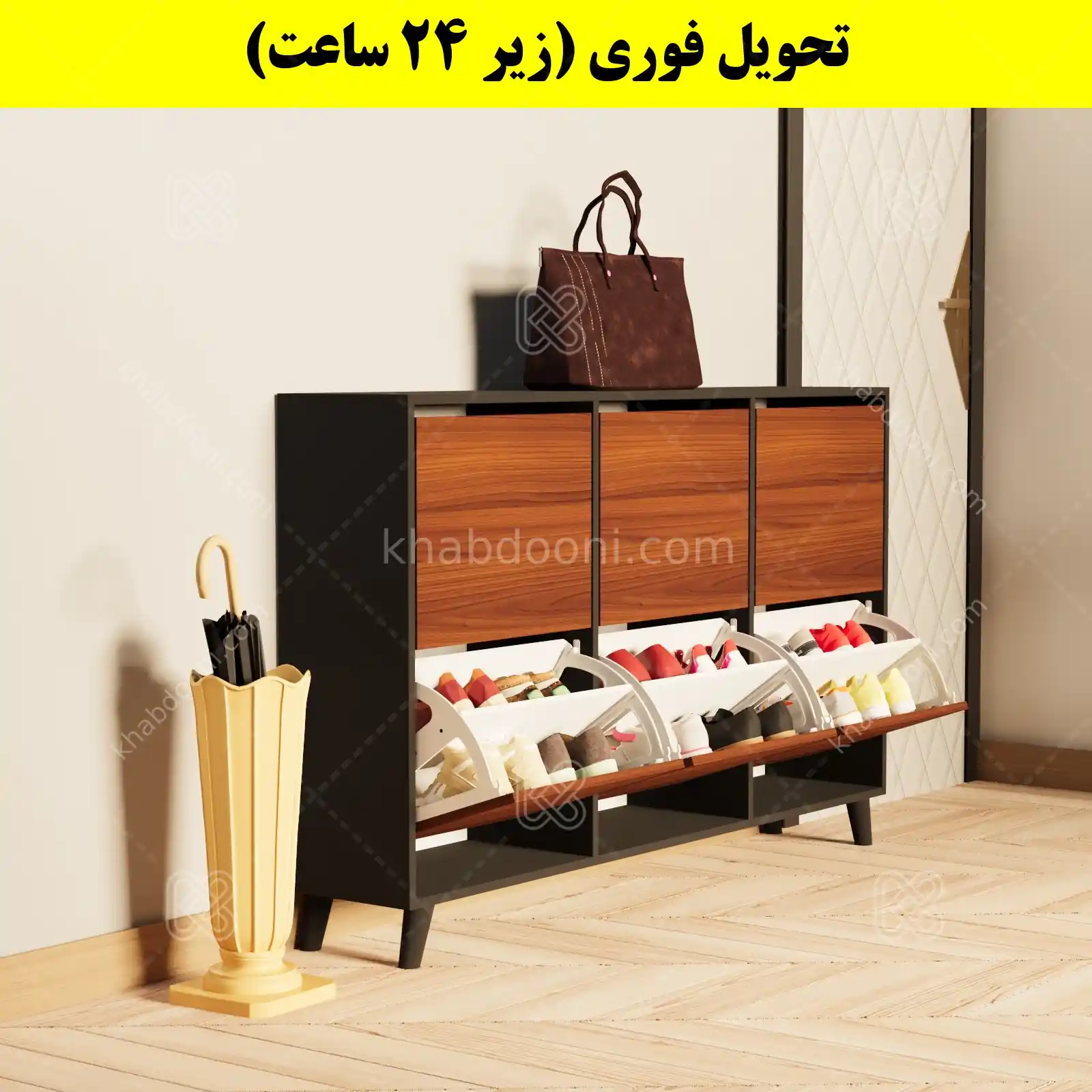 جاکفشی داشبوردی شش درب طرح ایکیا – طول 150 (تحویل فوری) فندوقی نوک مدادی