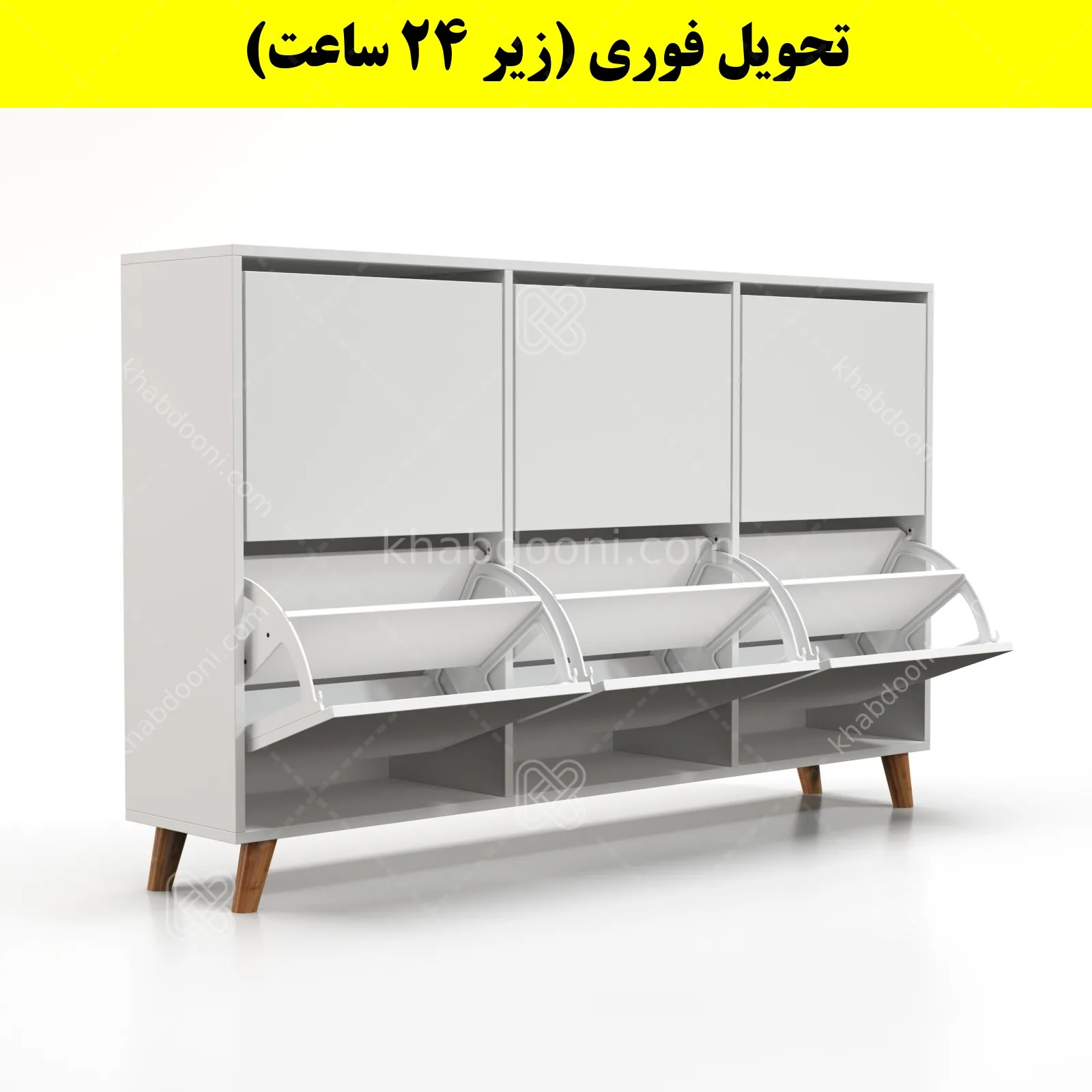 جاکفشی داشبوردی شش درب طرح ایکیا – طول 150 (تحویل فوری) سفید طوسی
