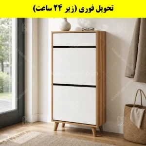 جاکفشی داشبوردی دو درب کشودار طرح ایکیا – طول 50 (تحویل فوری) سفید گردویی