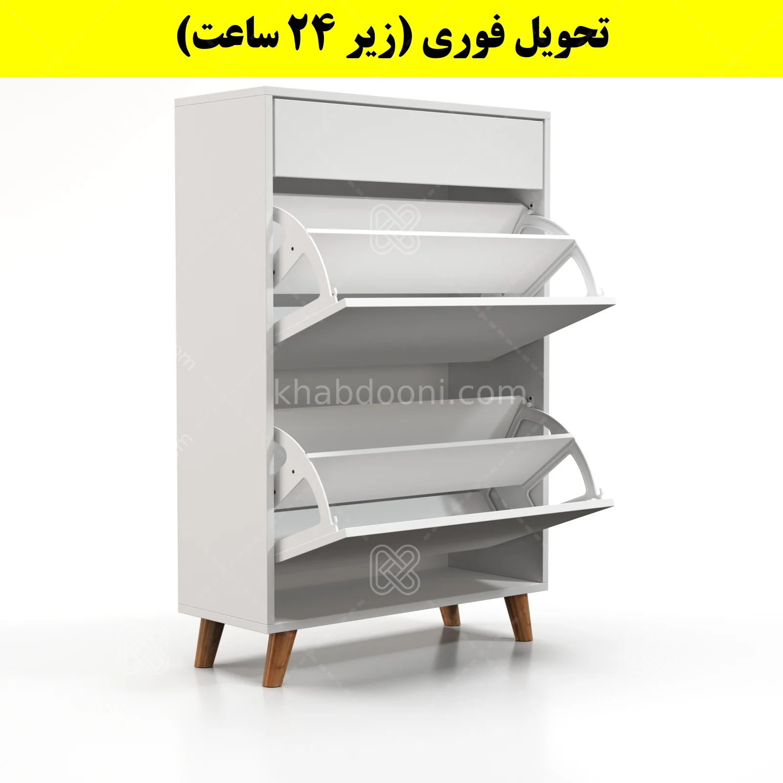 جاکفشی داشبوردی دو درب کشودار طرح ایکیا – طول 70 (تحویل فوری) سفید