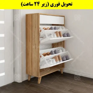جاکفشی داشبوردی دو درب کشودار طرح ایکیا – طول 70 (تحویل فوری) سفید گردویی