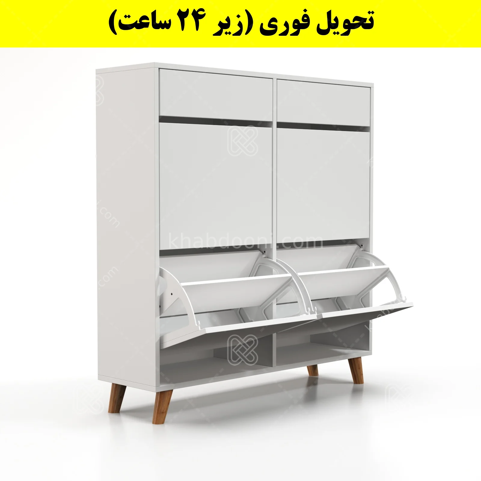 جاکفشی داشبوردی چهار درب کشودار طرح ایکیا – طول 100 (تحویل فوری) سفید