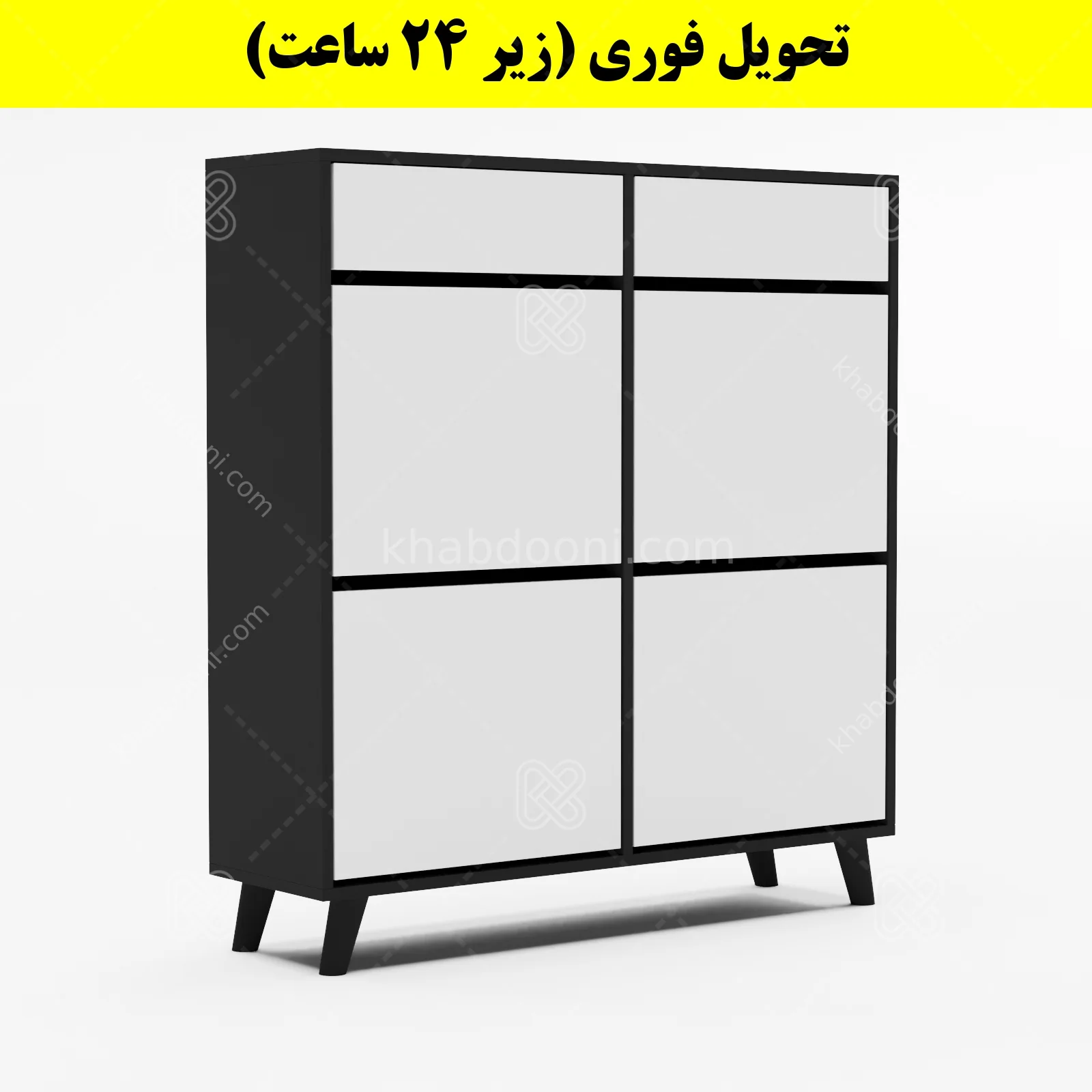 جاکفشی داشبوردی چهار درب کشودار طرح ایکیا – طول 100 (تحویل فوری) سفید نوک مدادی