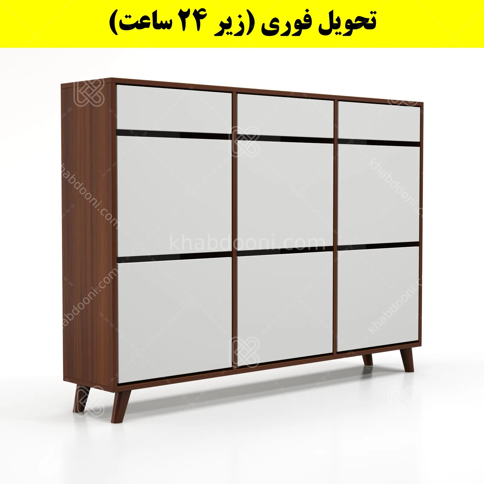 جاکفشی داشبوردی شش درب کشودار طرح ایکیا – طول 150 (تحویل فوری) سفید فندوقی