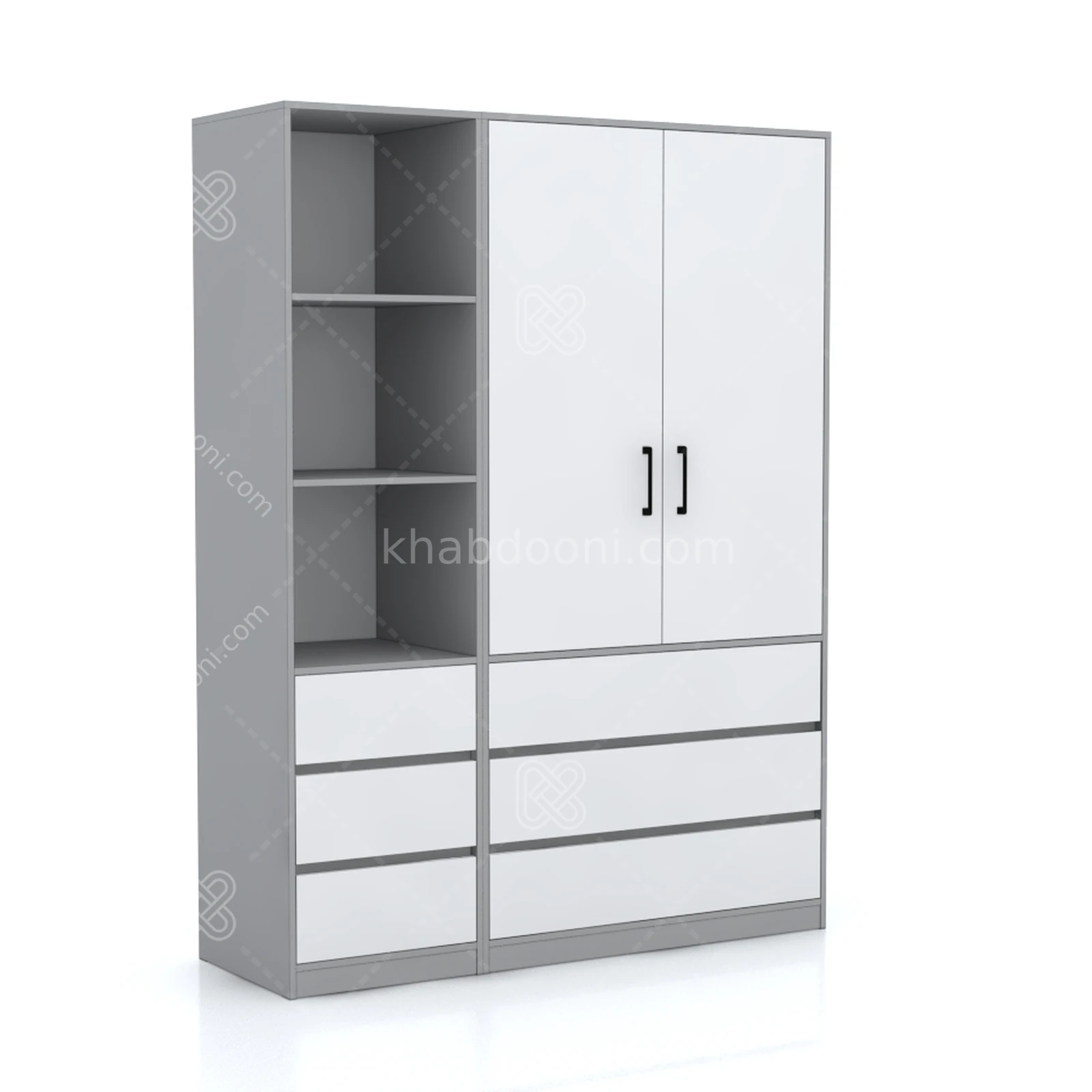 کمد طول 150 کالکشن پازلی ماکان کد 103 سفید طوسی