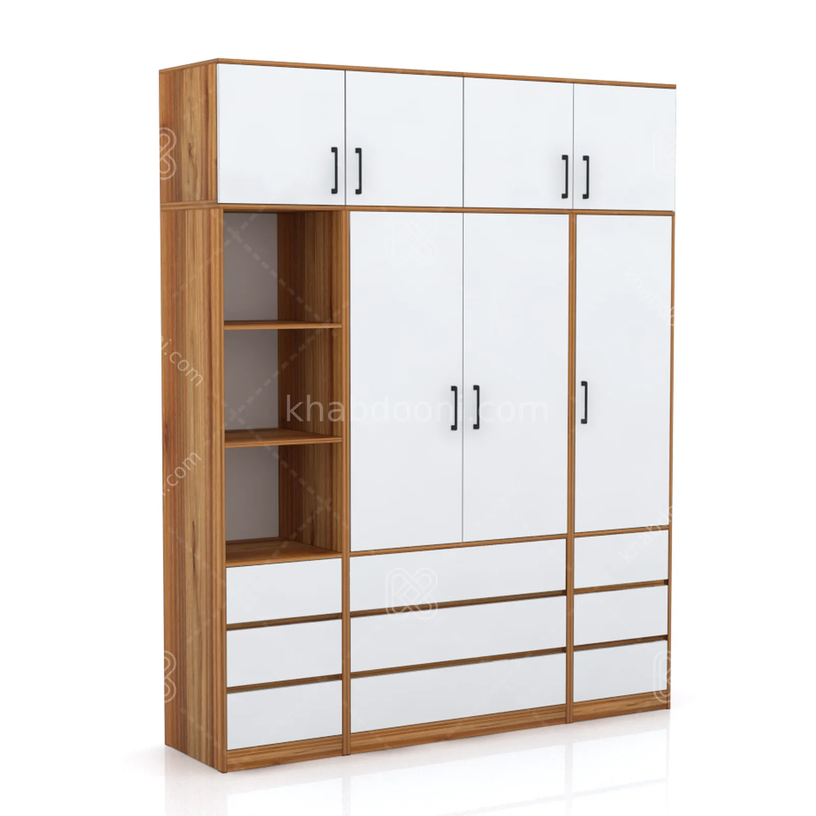 کمد طول 200 کالکشن پازلی ماکان کد 109 سفید گردویی