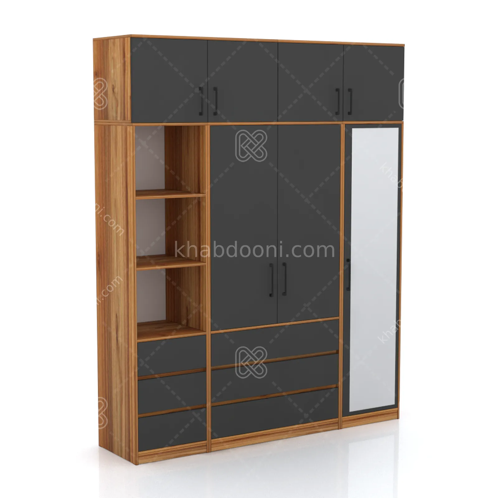 کمد طول 200 کالکشن پازلی ماکان کد 110 نوک مدادی گردویی