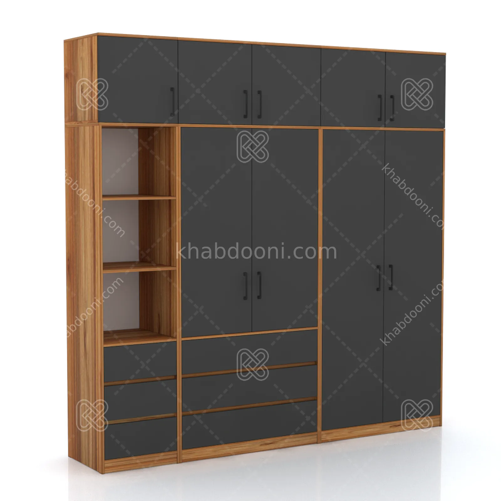 کمد طول 200 کالکشن پازلی ماکان کد 112 نوک مدادی گردویی