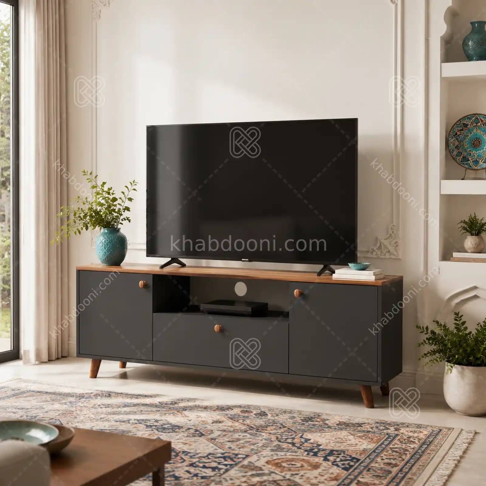 میز تلویزیون کد 101 نوک مدادی گردویی