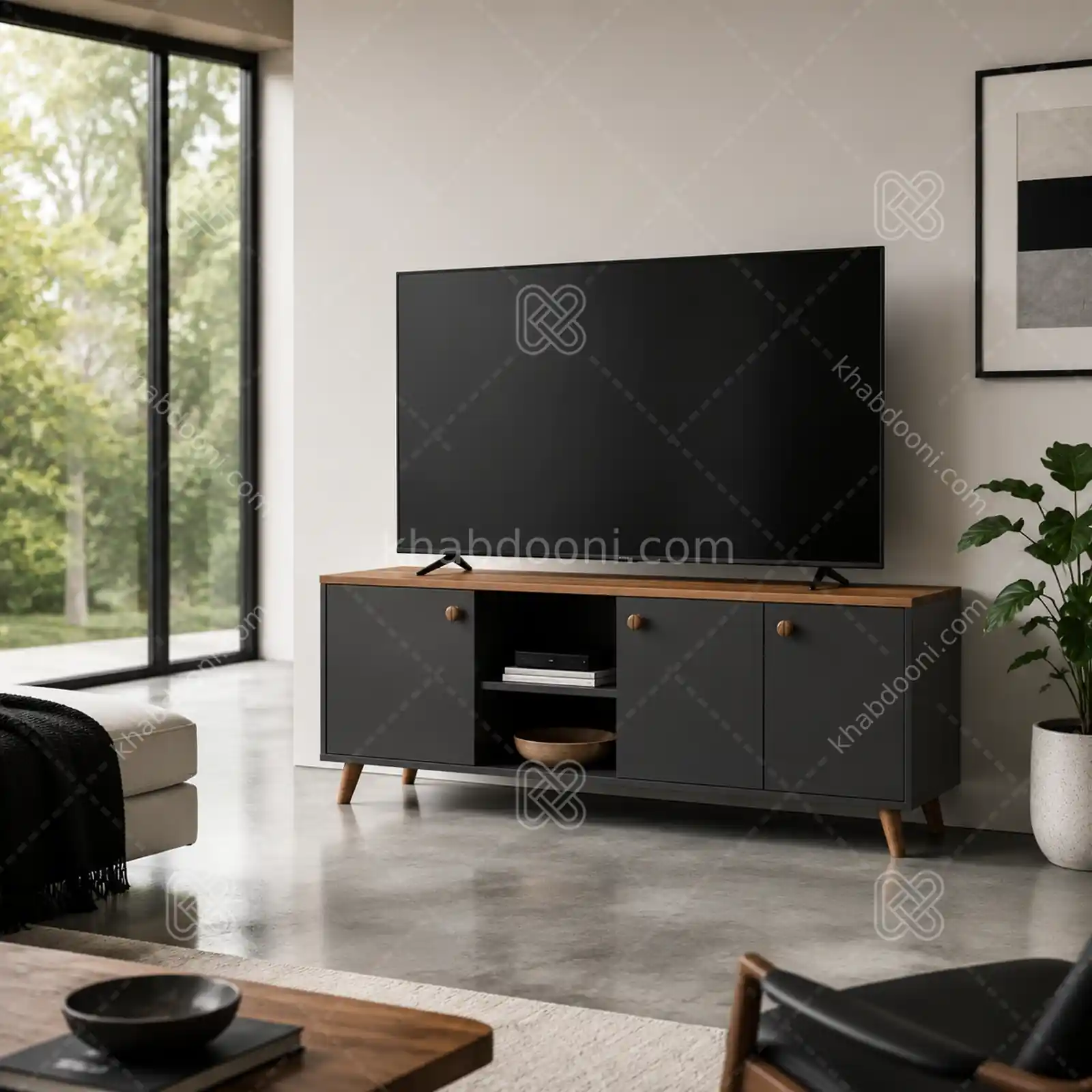 میز تلویزیون کد 102 نوک مدادی گردویی