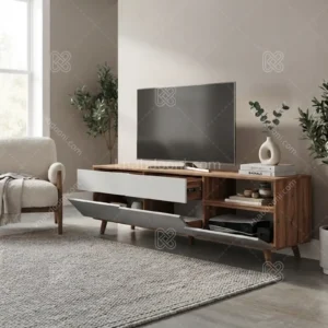 میز تلویزیون کد 108 سفید گردویی