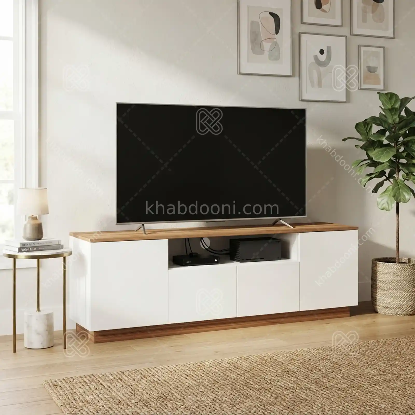 میز تلویزیون کد 117 سفید گردویی