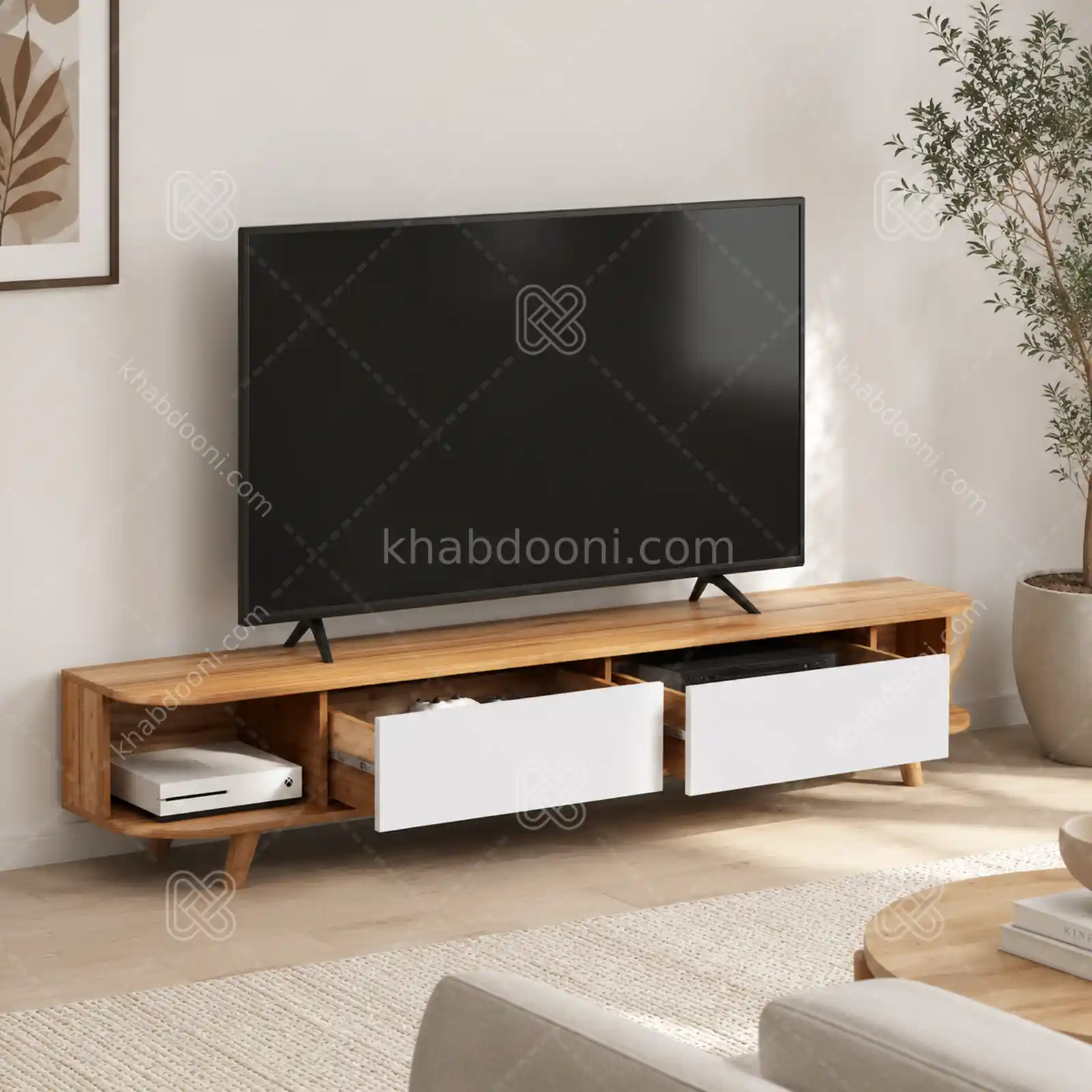 میز تلویزیون کد 120 سفید گردویی