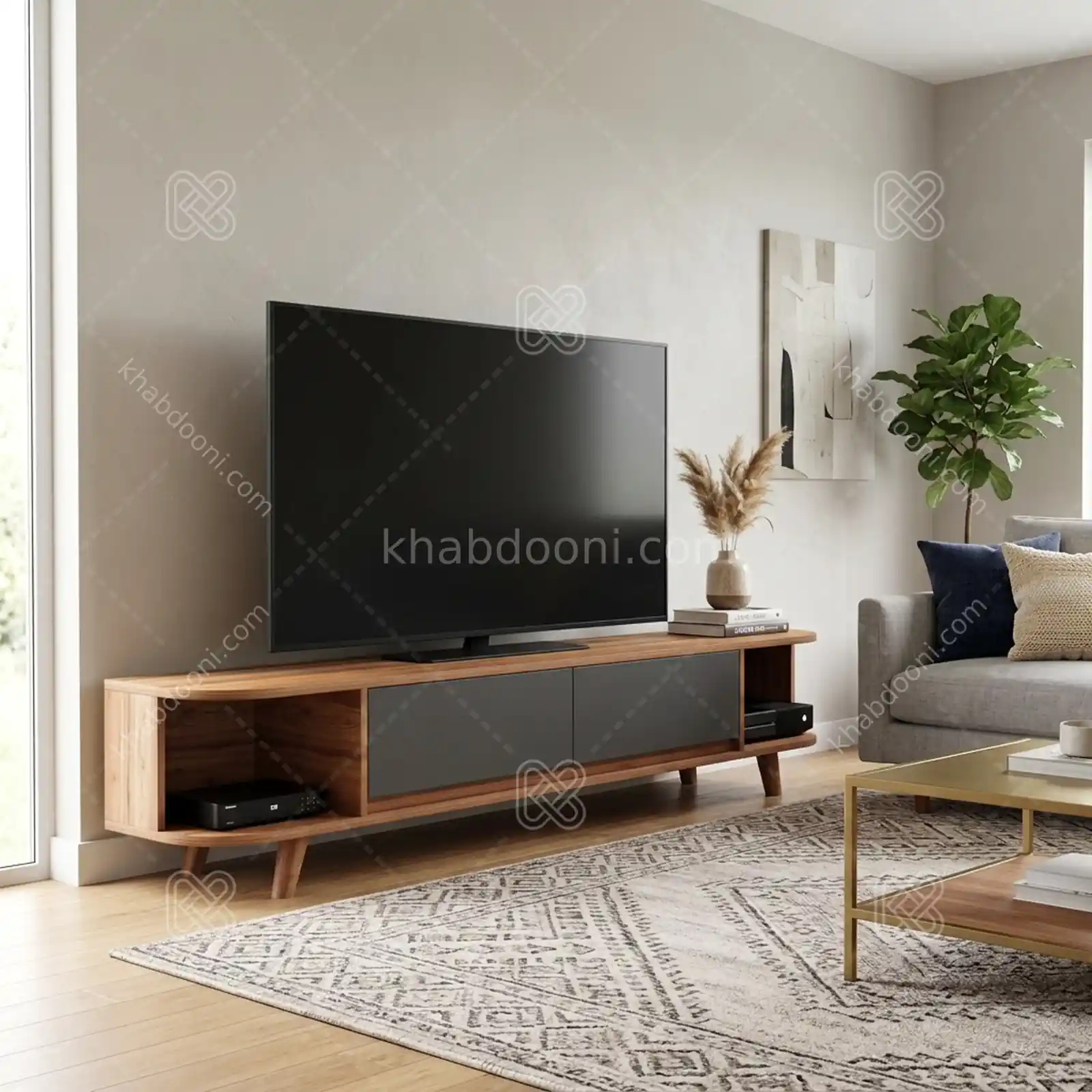 میز تلویزیون کد 120 نوک مدادی گردویی