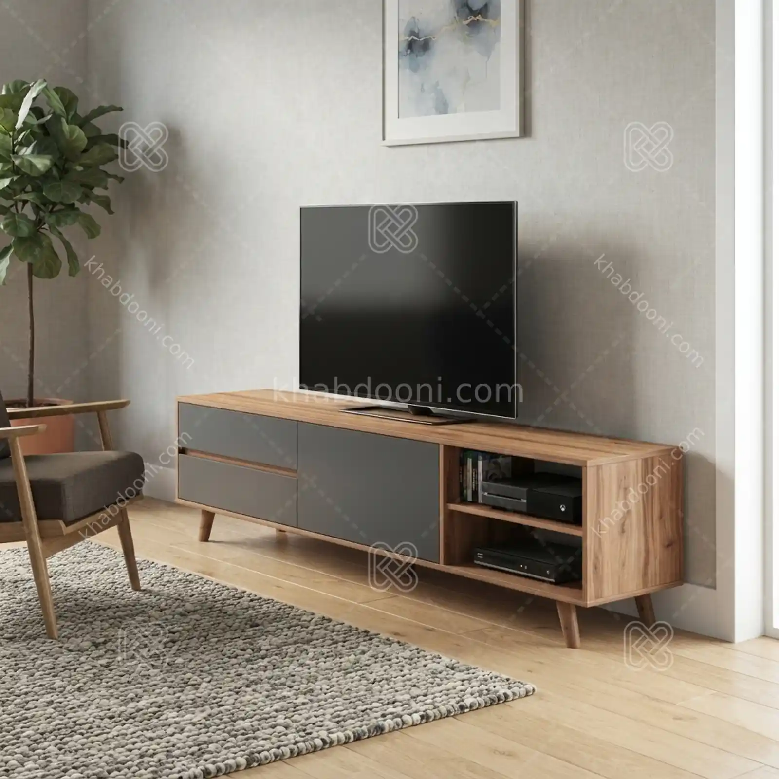 میز تلویزیون کد 123 نوک مدادی گردویی