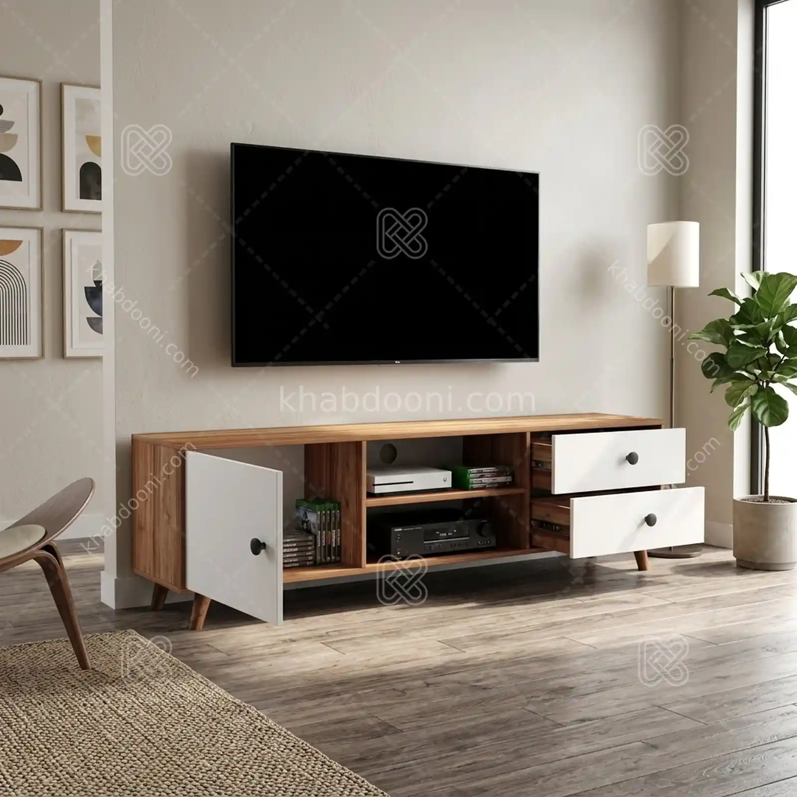 میز تلویزیون کد 126 سفید گردویی