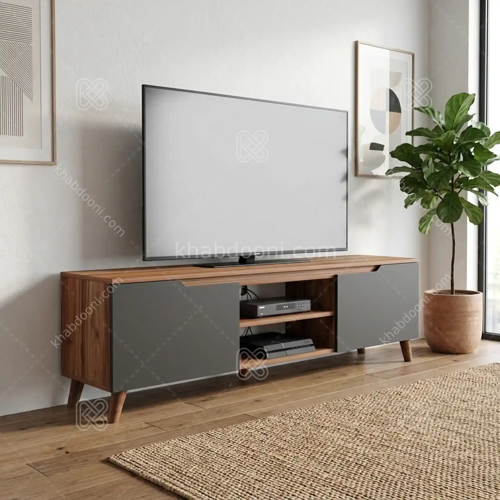 میز تلویزیون کد 127 نوک مدادی گردویی