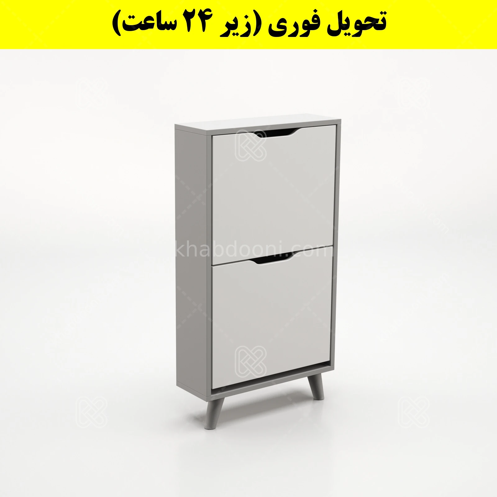 جاکفشی داشبوردی باریک دو درب النا – طول 50 (تحویل فوری) سفید طوسی