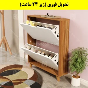 جاکفشی داشبوردی باریک دو درب النا – طول 75 (تحویل فوری) سفید گردویی