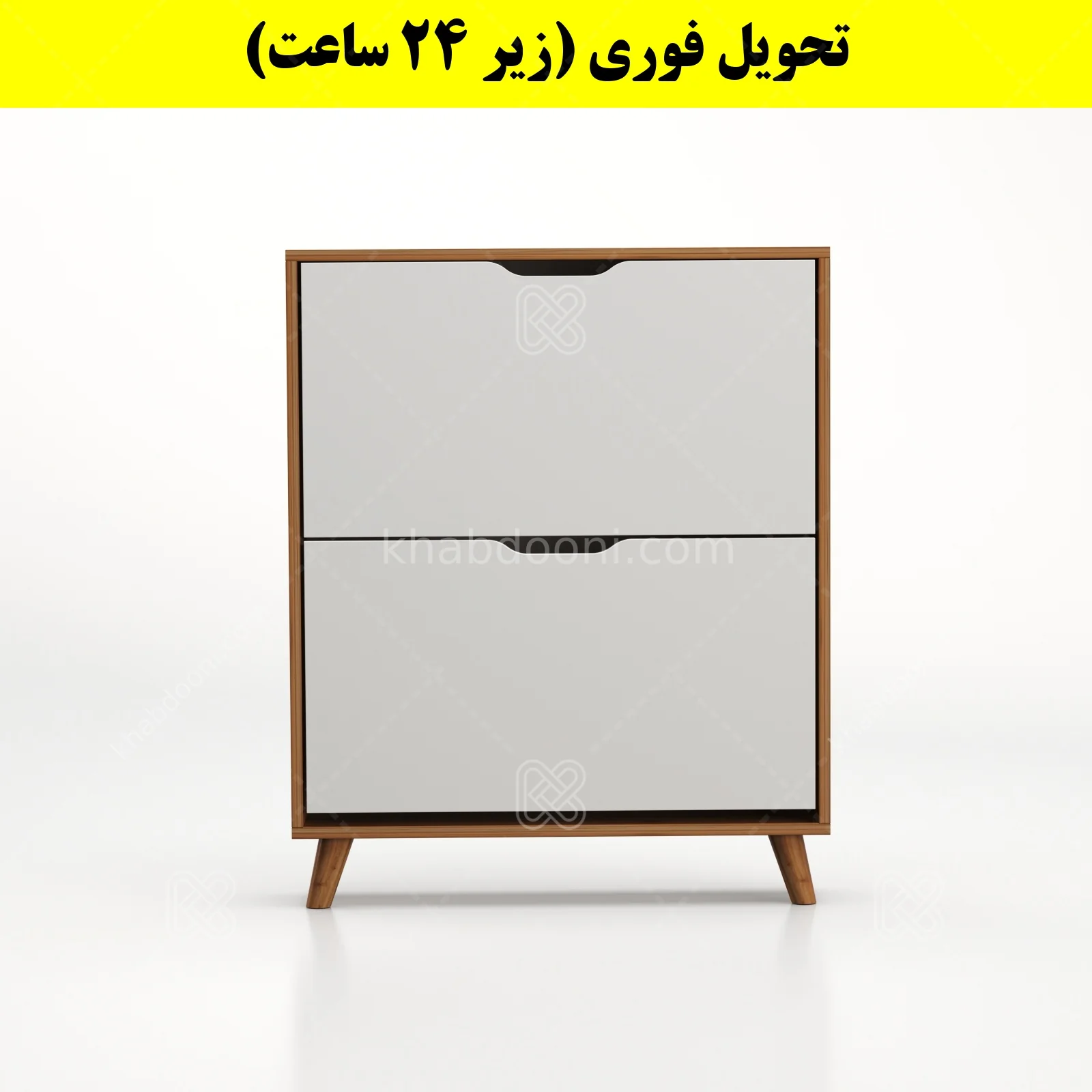 جاکفشی داشبوردی باریک دو درب النا – طول 75 (تحویل فوری) سفید گردویی
