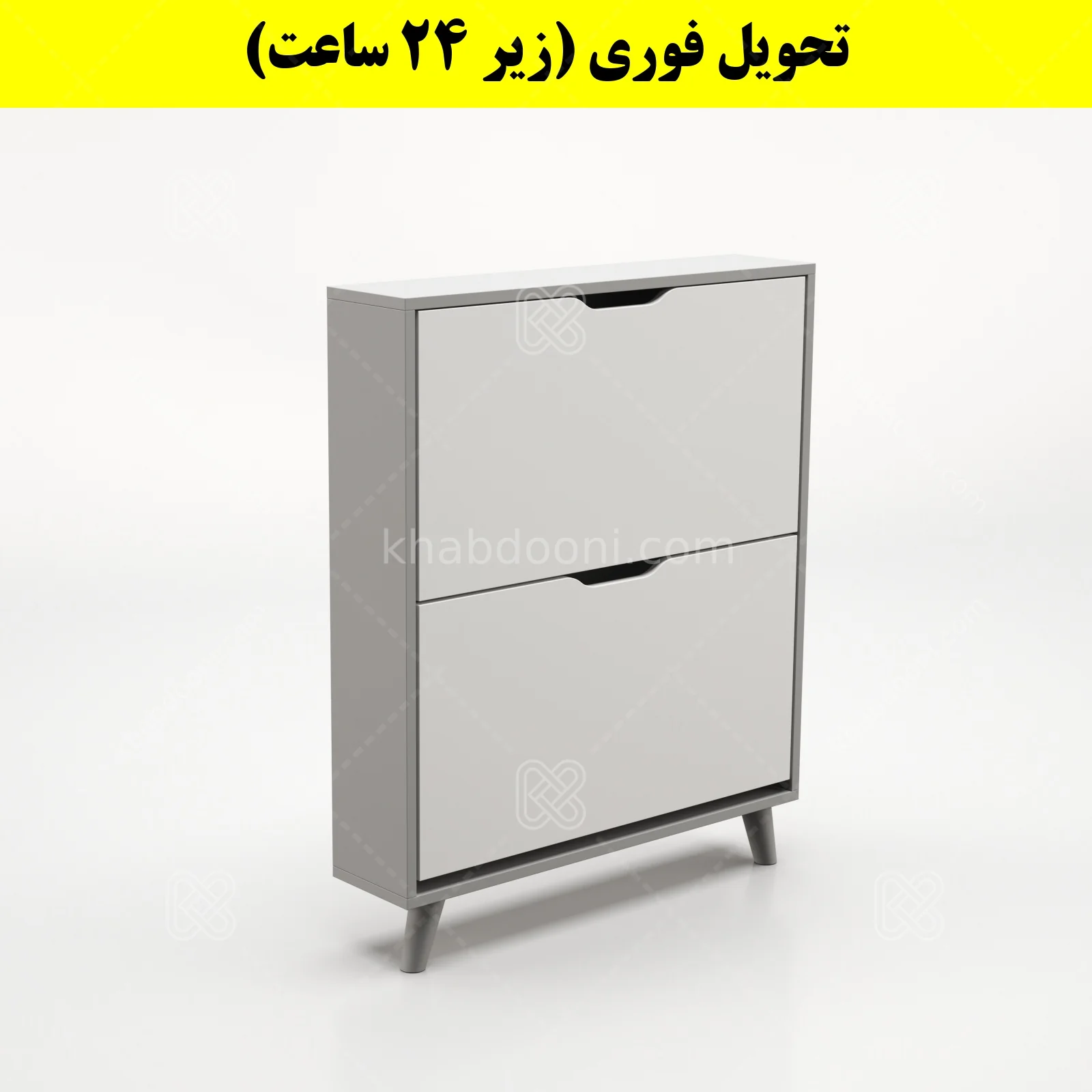 جاکفشی داشبوردی باریک دو درب النا – طول 75 (تحویل فوری) سفید طوسی