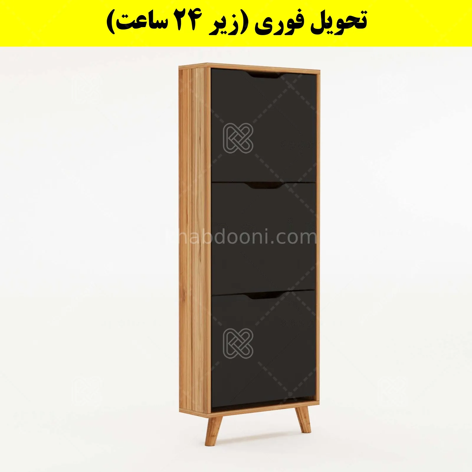 جاکفشی داشبوردی باریک سه درب النا – طول 50 (تحویل فوری) نوک مدادی گردویی