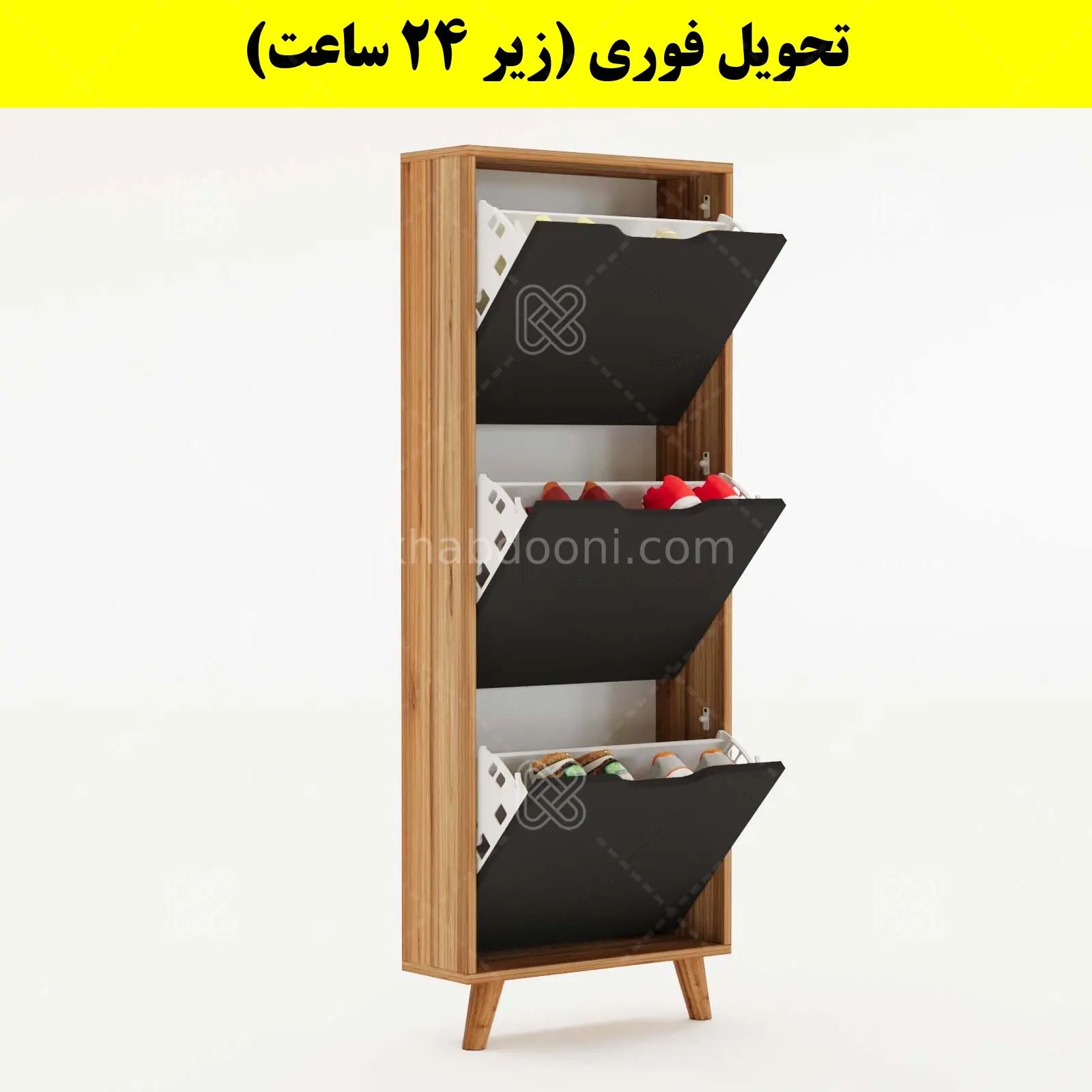 جاکفشی داشبوردی باریک سه درب النا – طول 50 (تحویل فوری) نوک مدادی گردویی