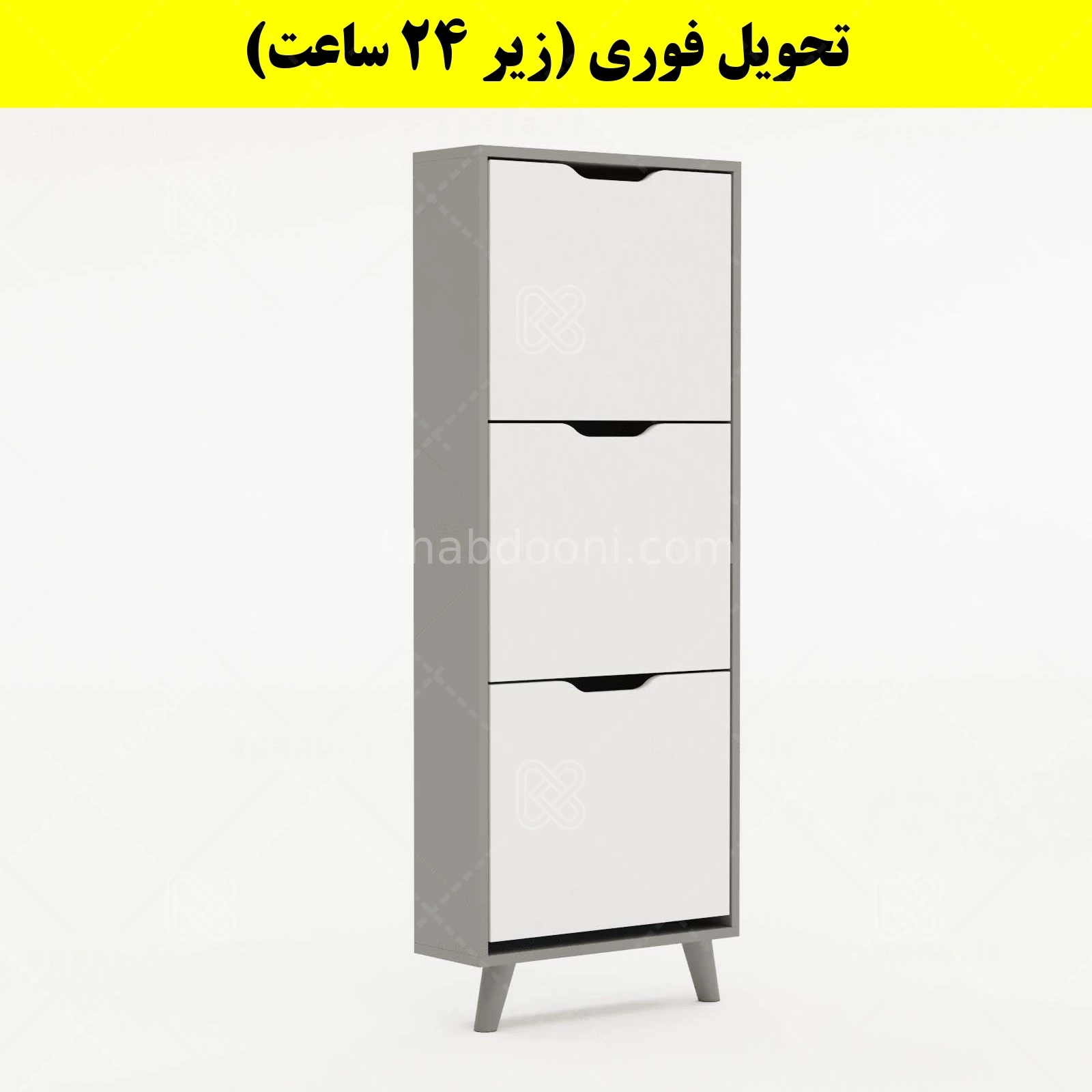 جاکفشی داشبوردی باریک سه درب النا – طول 50 (تحویل فوری) سفید طوسی