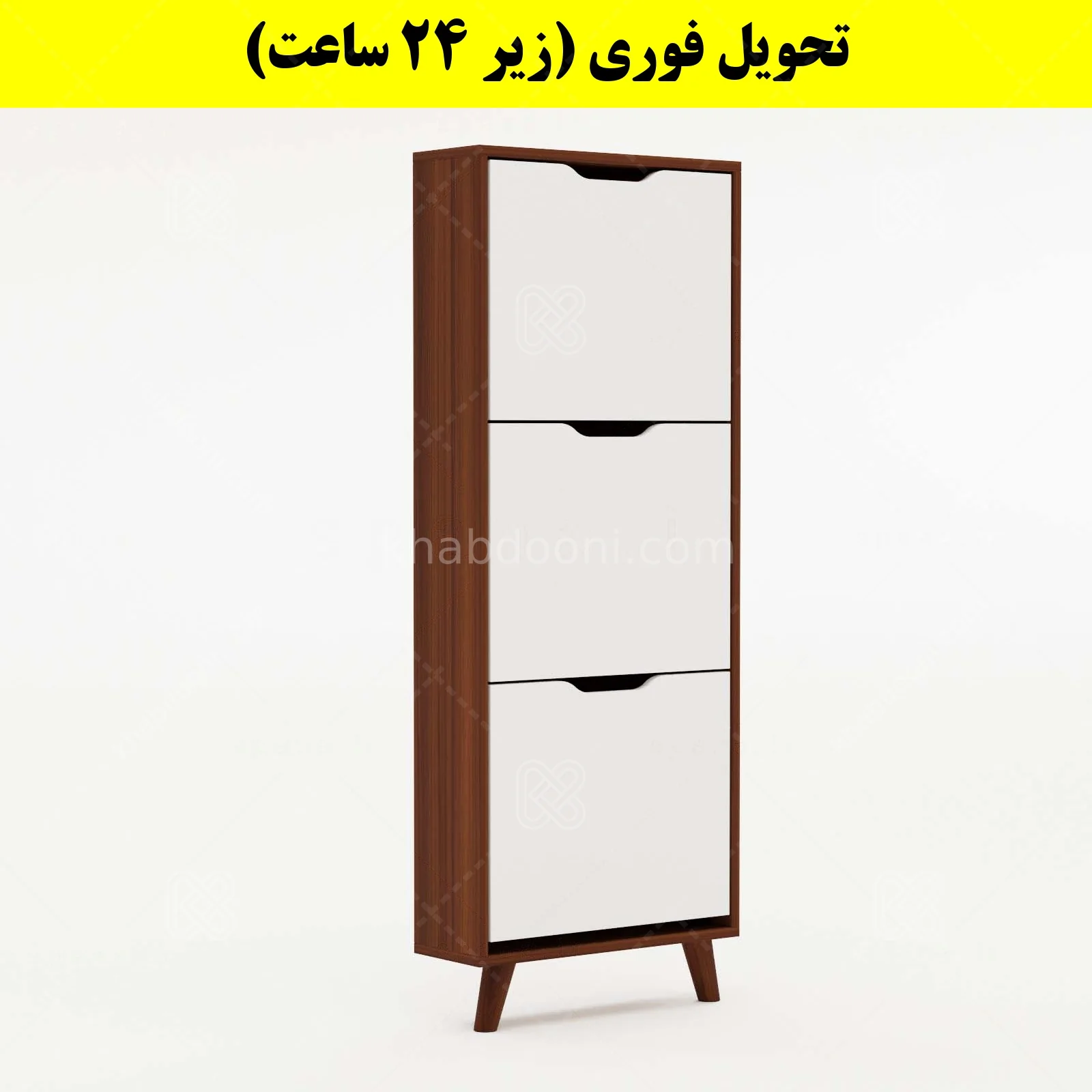 جاکفشی داشبوردی باریک سه درب النا – طول 50 (تحویل فوری) سفید فندوقی