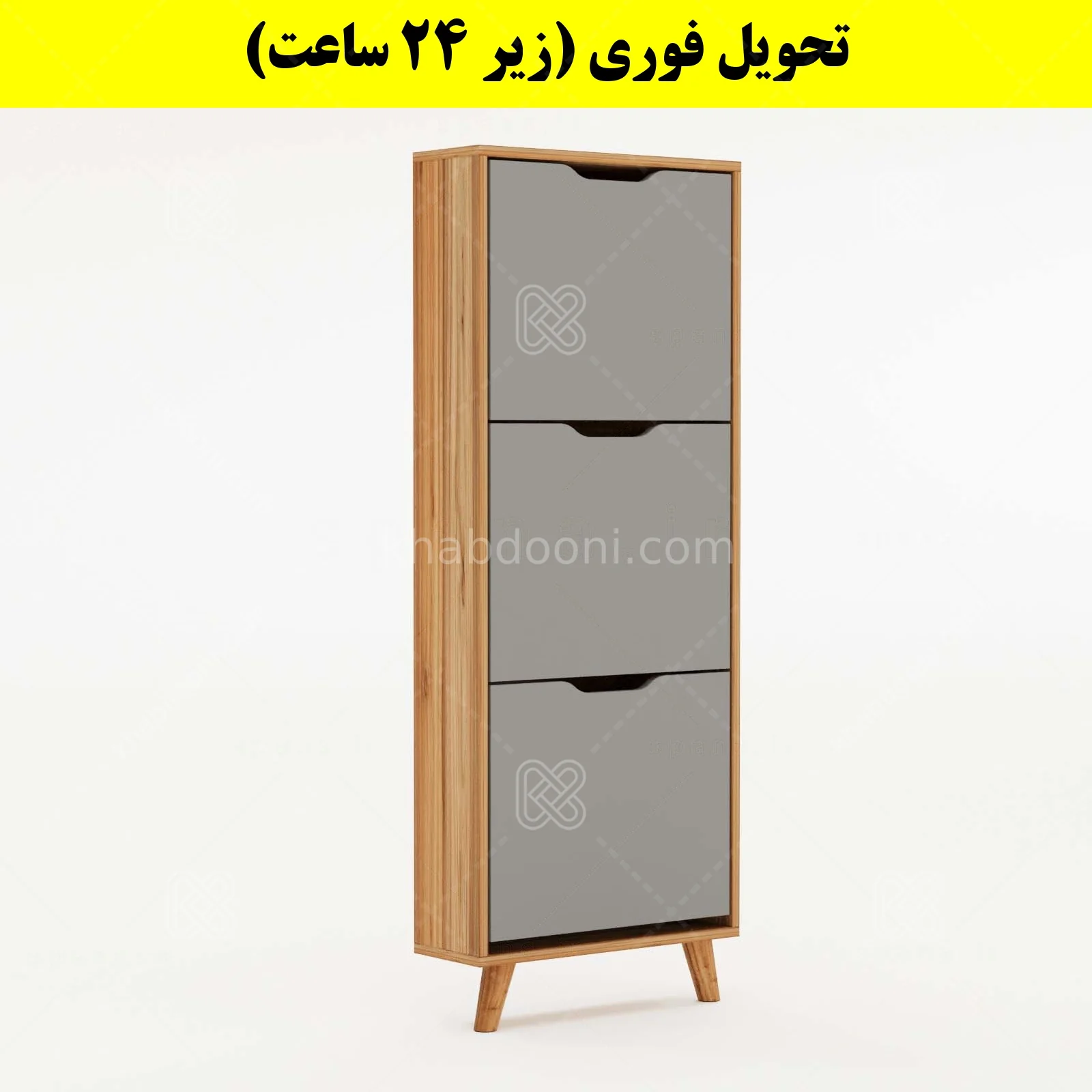 جاکفشی داشبوردی باریک سه درب النا – طول 50 (تحویل فوری) طوسی گردویی