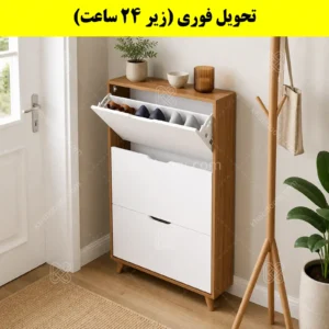 جاکفشی داشبوردی باریک سه درب النا – طول 75 (تحویل فوری) سفید گردویی