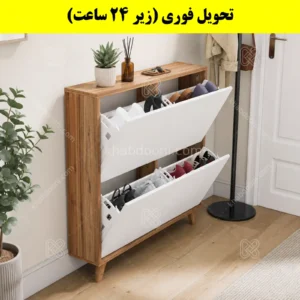 جاکفشی داشبوردی باریک چهار درب النا – طول 100 (تحویل فوری) سفید گردویی