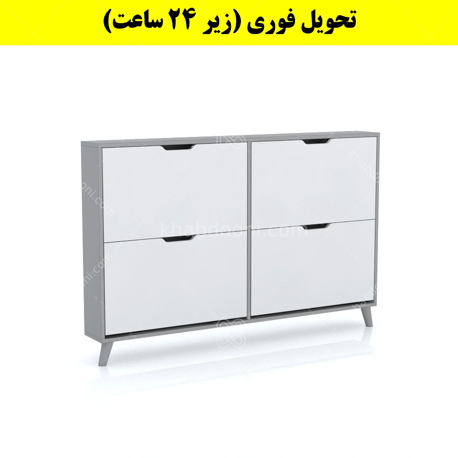 جاکفشی داشبوردی باریک چهار درب النا – طول 140 (تحویل فوری) سفید طوسی