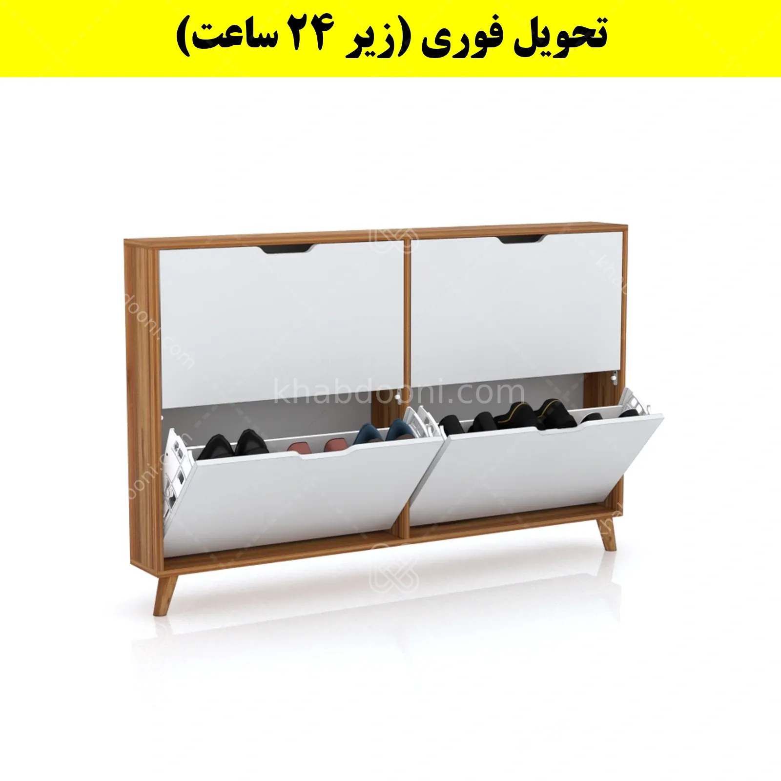 جاکفشی داشبوردی باریک چهار درب النا – طول 140 (تحویل فوری) سفید گردویی