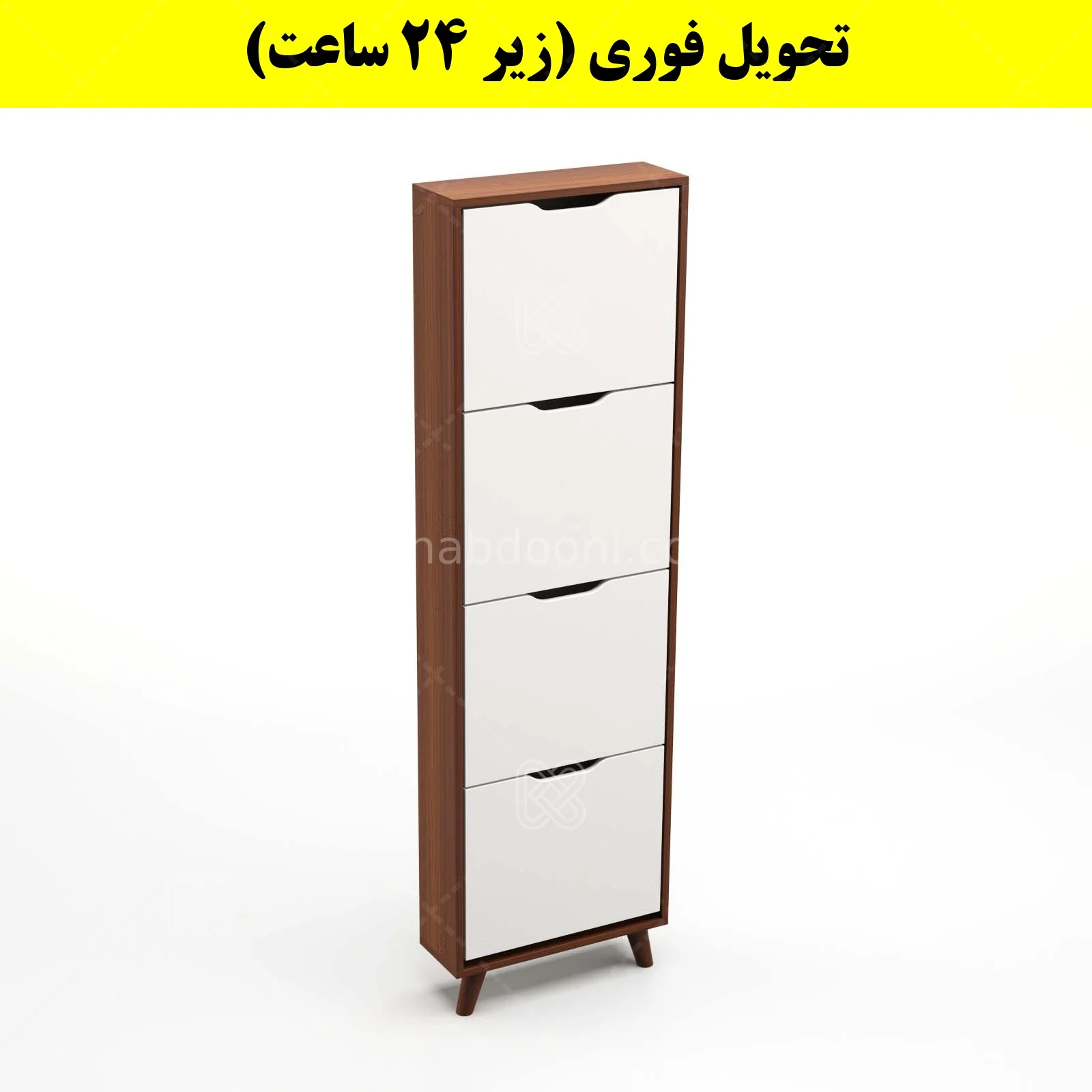 جاکفشی داشبوردی باریک چهار درب النا – طول 50 (تحویل فوری) سفید فندوقی