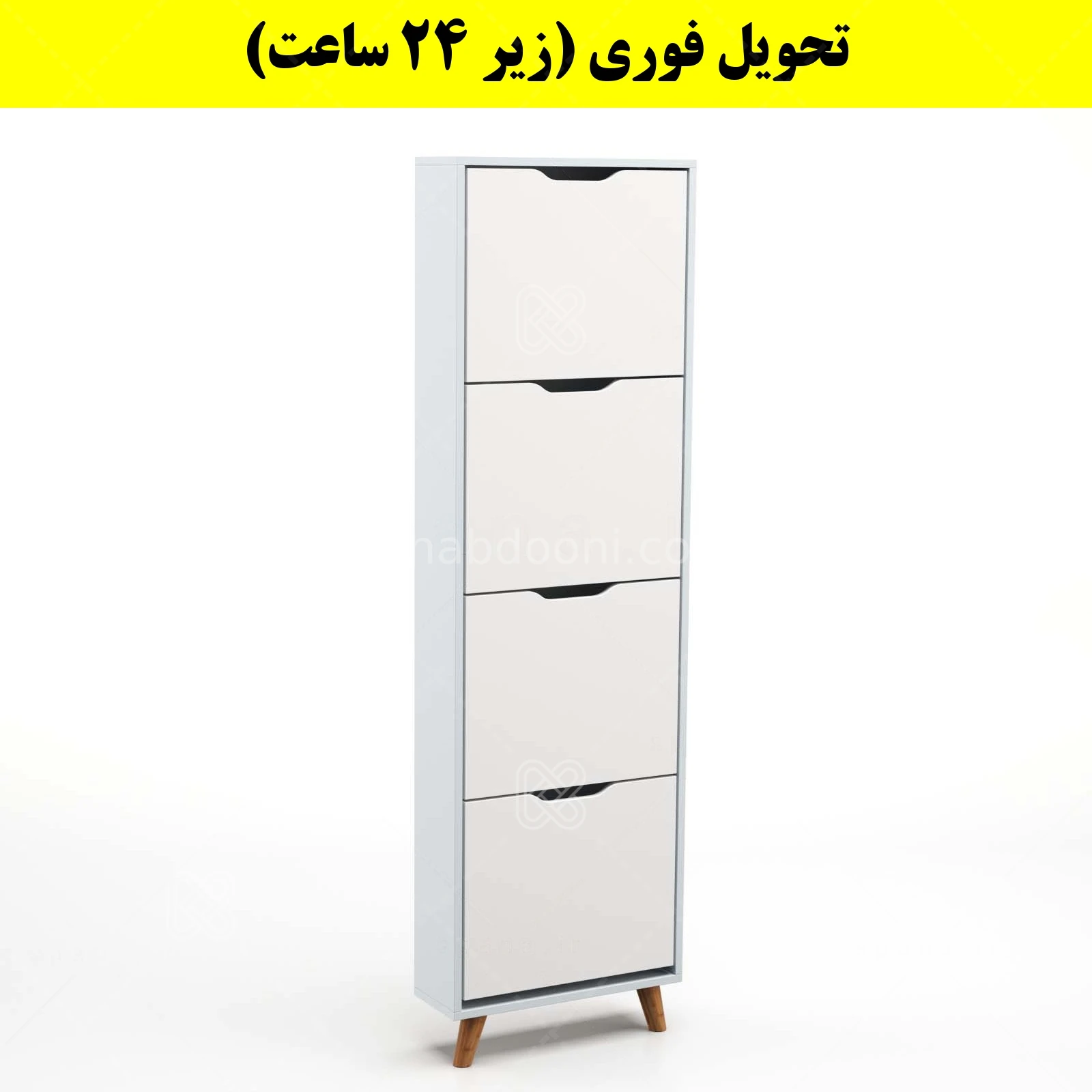 جاکفشی داشبوردی باریک چهار درب النا – طول 50 (تحویل فوری) سفید طوسی
