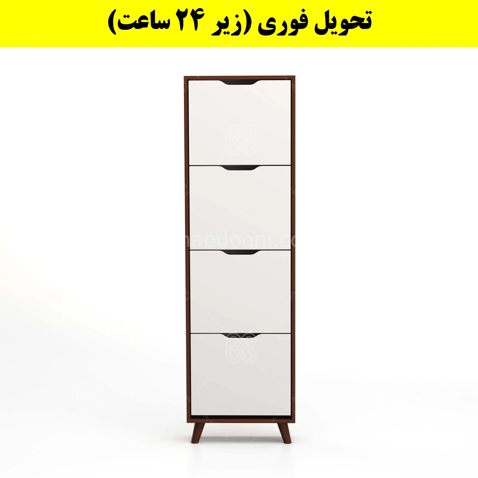جاکفشی داشبوردی باریک چهار درب النا – طول 50 (تحویل فوری) سفید گردویی