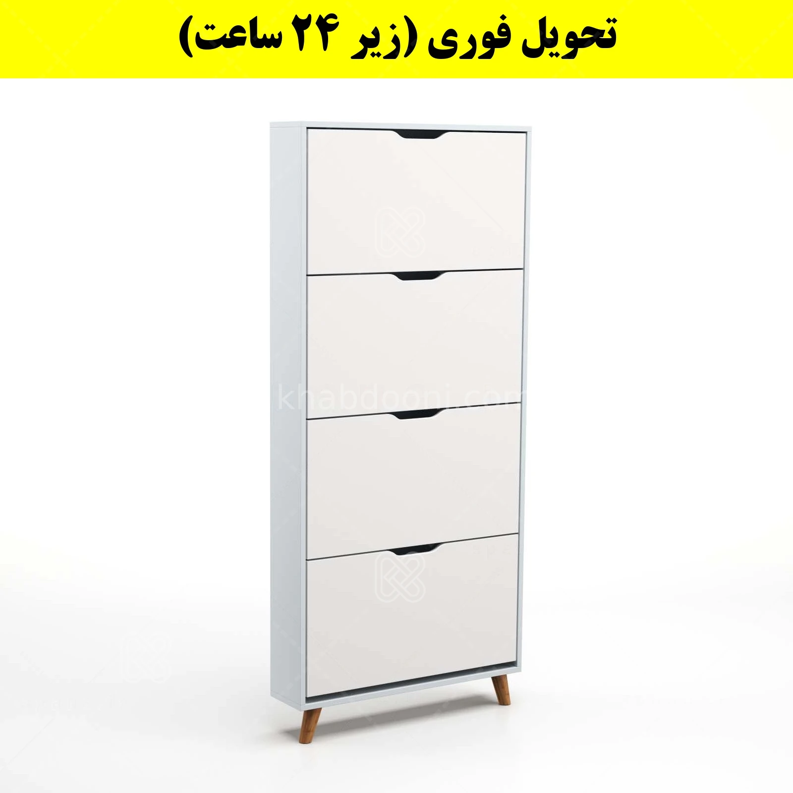 جاکفشی داشبوردی باریک چهار درب النا – طول 75 (تحویل فوری) سفید طوسی