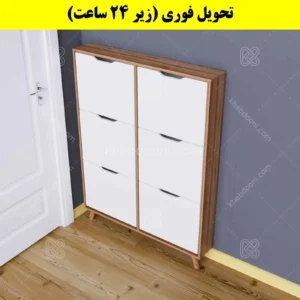 جاکفشی داشبوردی باریک شش درب النا – طول 100 (تحویل فوری) سفید گردویی