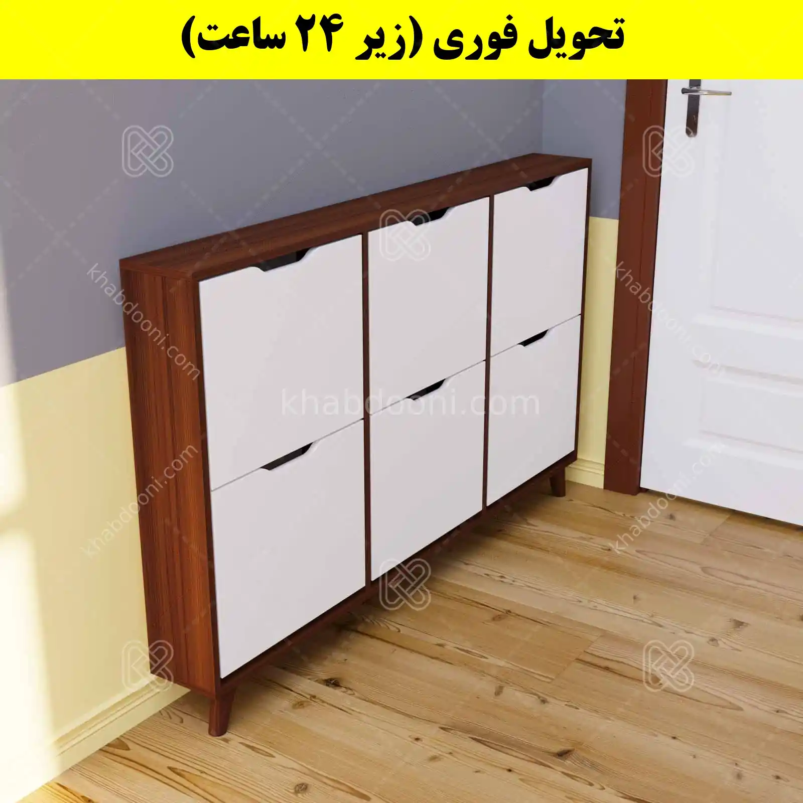 جاکفشی داشبوردی باریک شش درب النا – طول 150 (تحویل فوری) سفید فندوقی