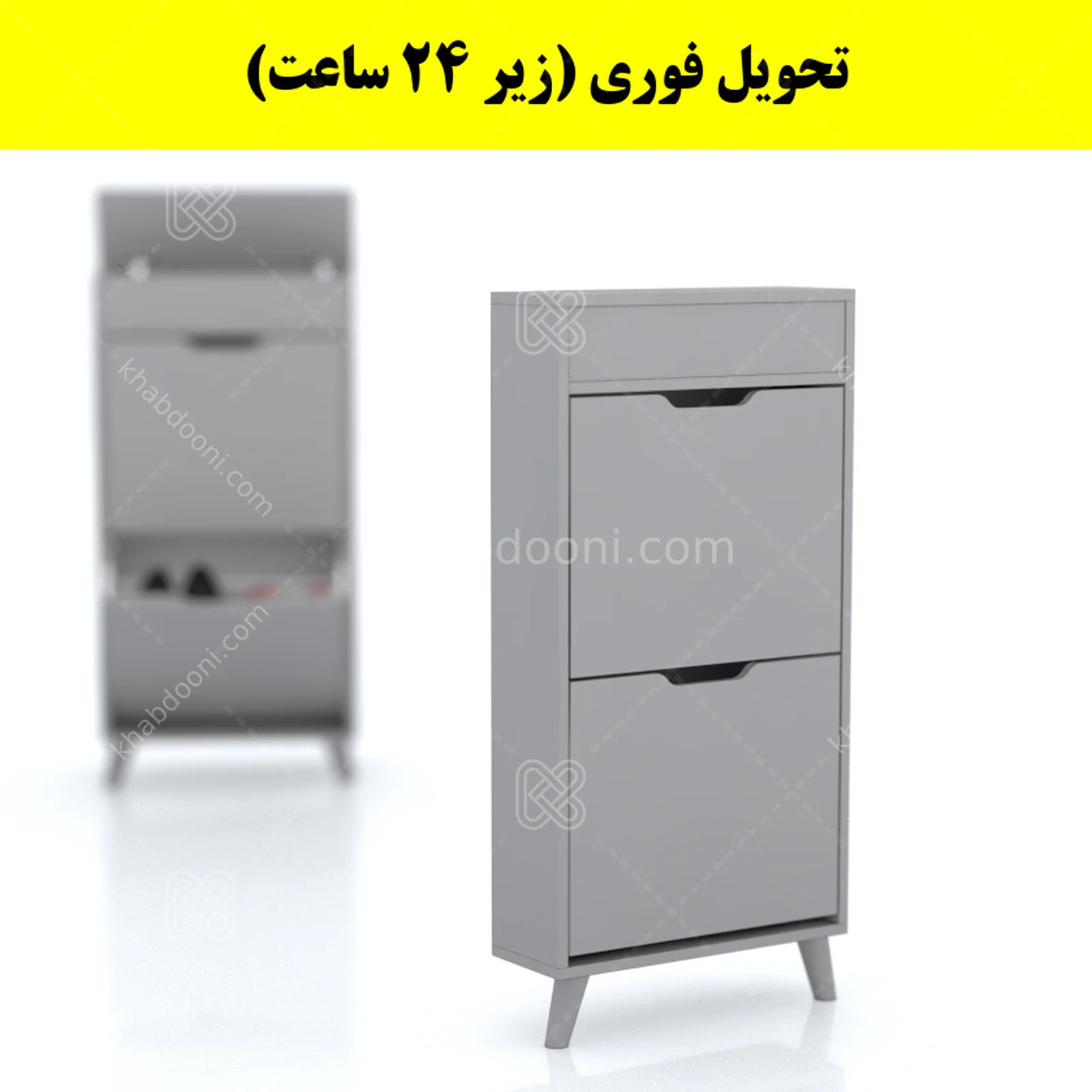 جاکفشی داشبوردی باریک باکس دار دو درب النا – طول 50 (تحویل فوری) طوسی