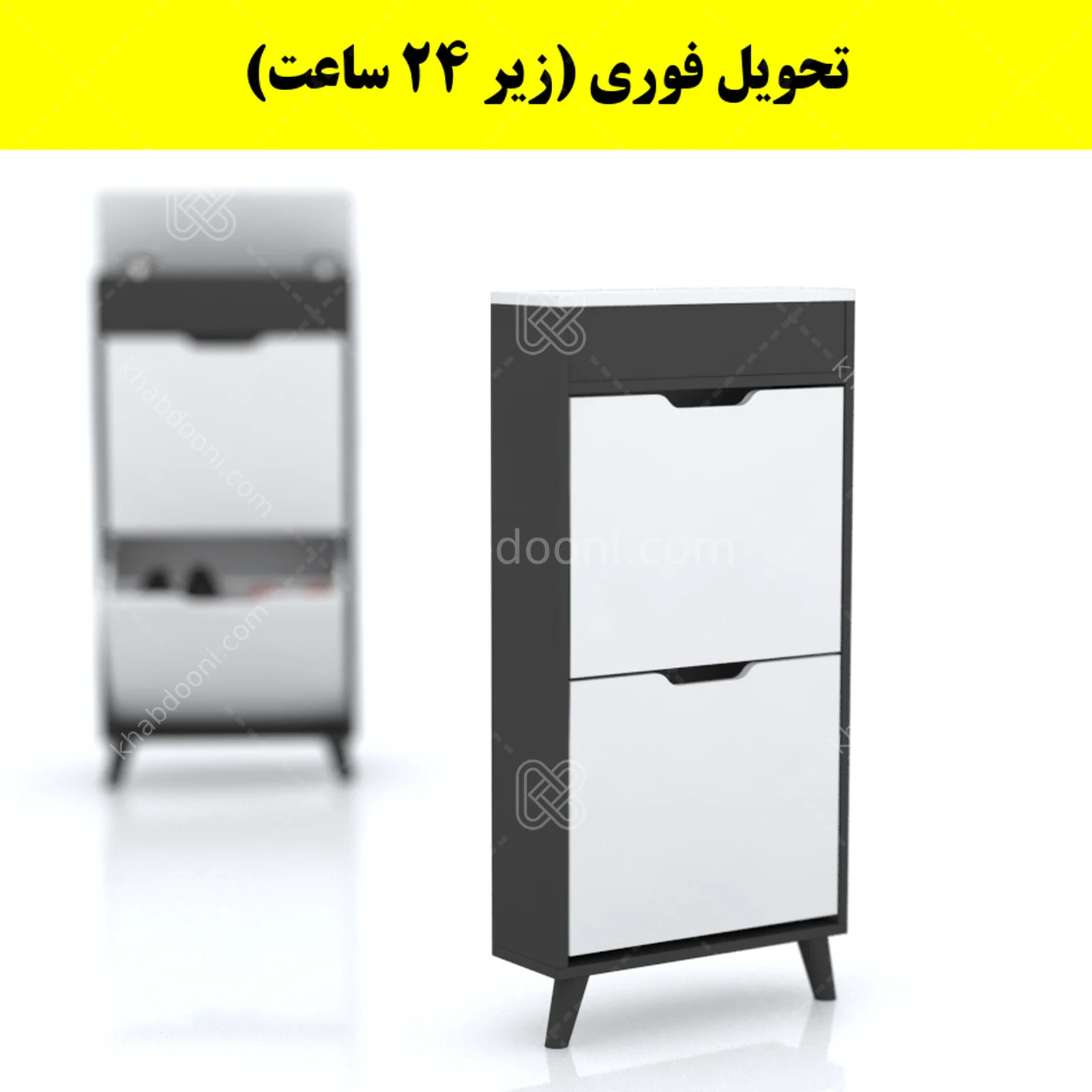 جاکفشی داشبوردی باریک باکس دار دو درب النا – طول 50 (تحویل فوری) سفید نوک مدادی