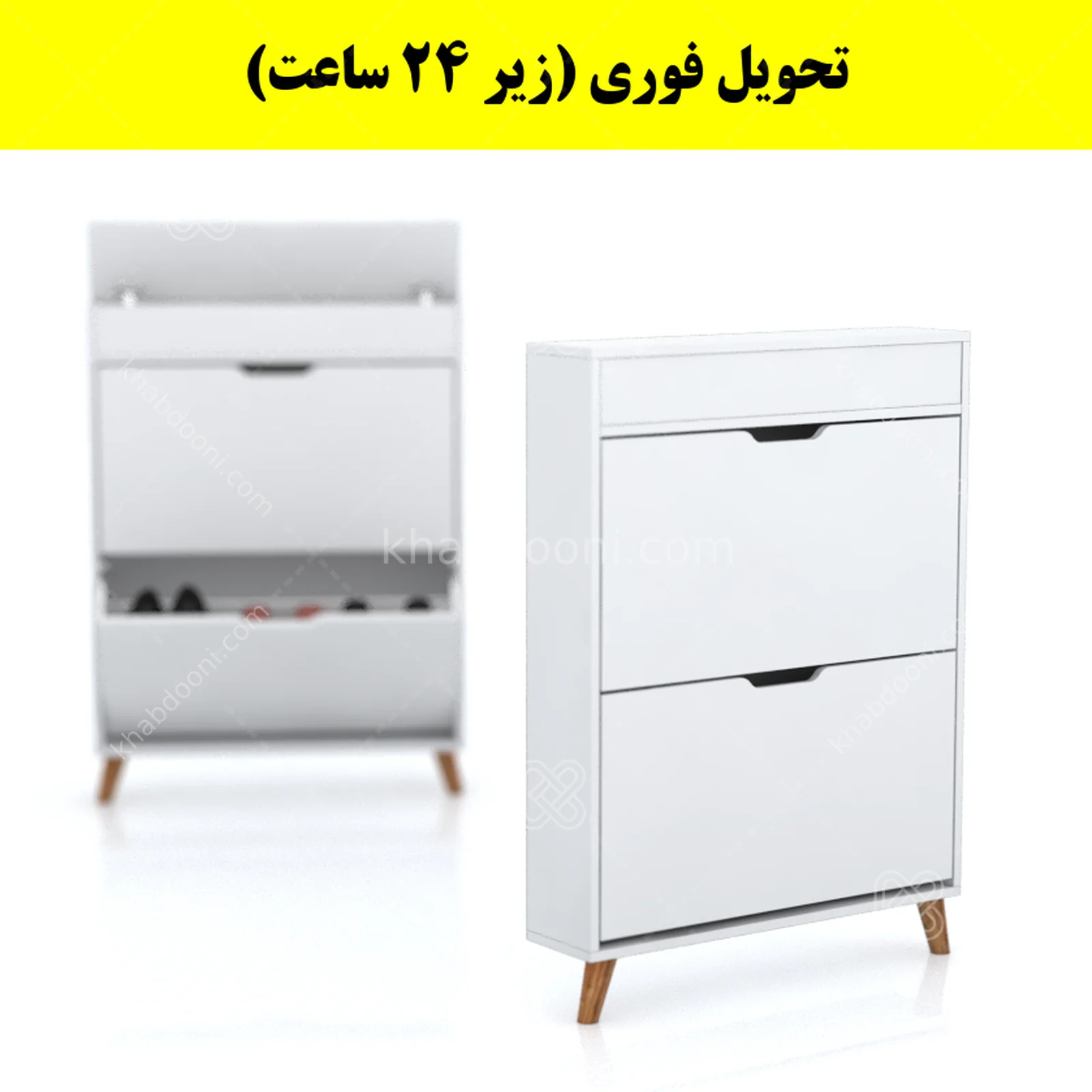 جاکفشی داشبوردی باریک باکس دار دو درب النا – طول 75 (تحویل فوری) سفید