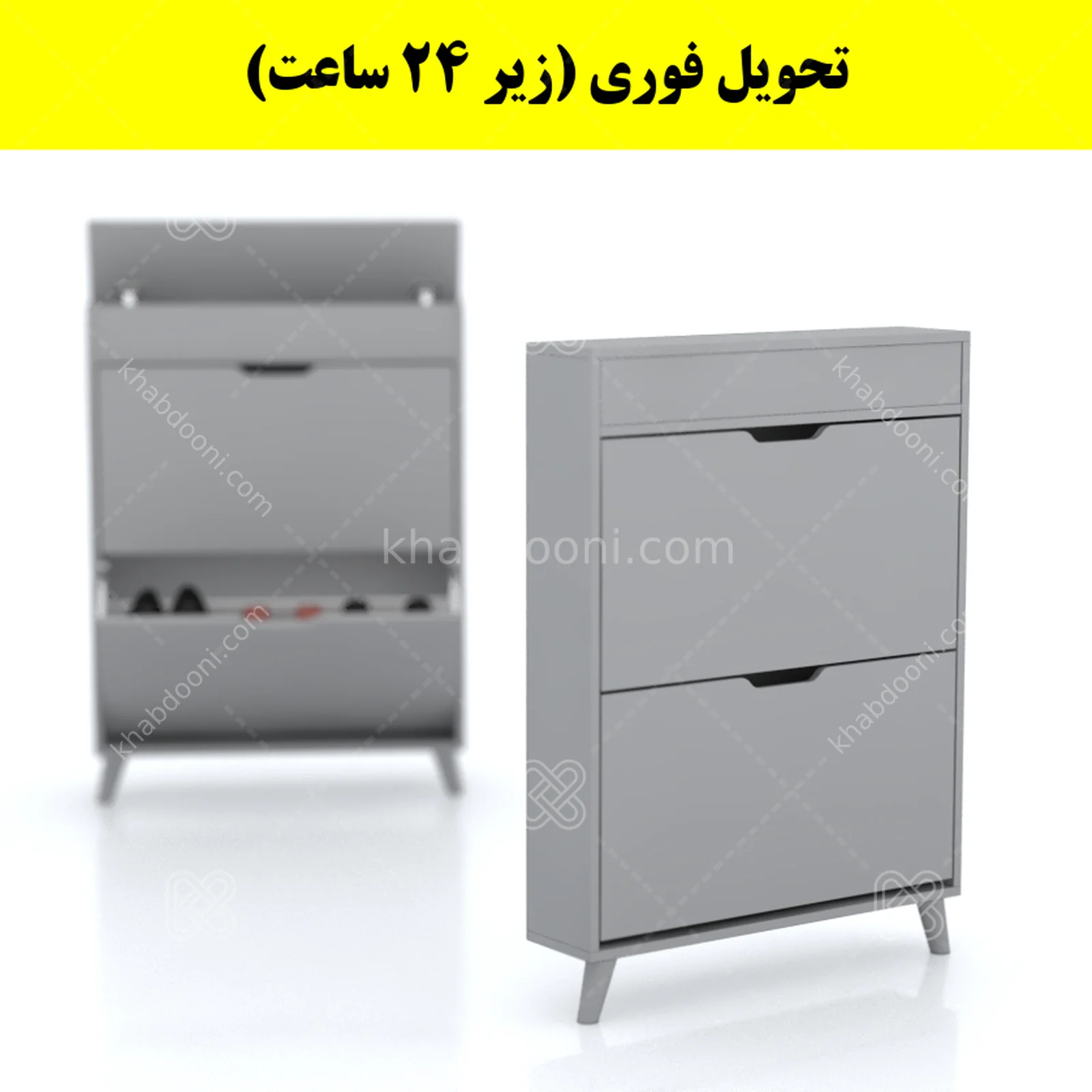 جاکفشی داشبوردی باریک باکس دار دو درب النا – طول 75 (تحویل فوری) طوسی
