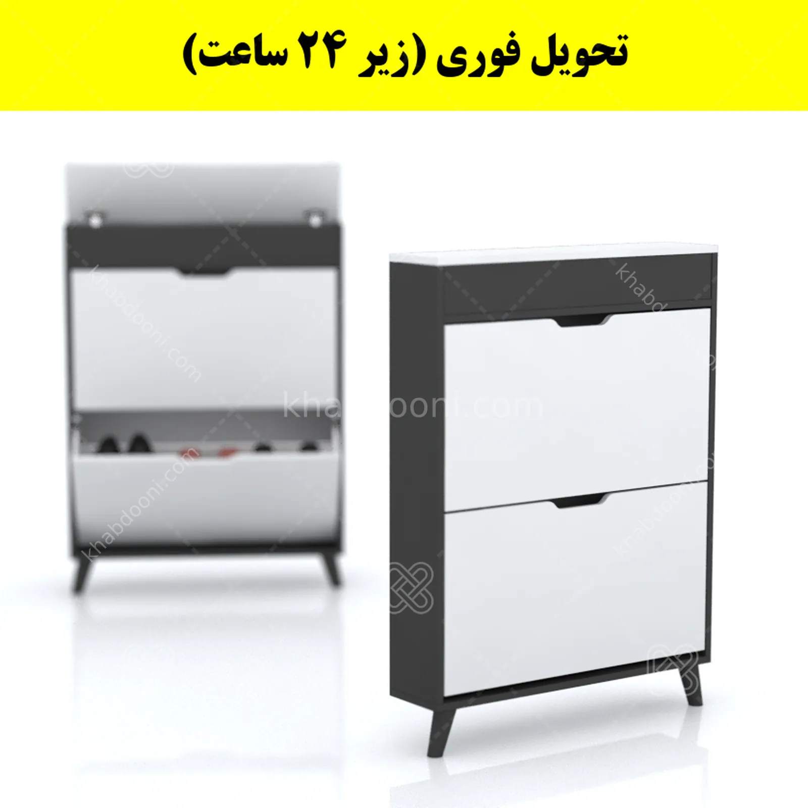 جاکفشی داشبوردی باریک باکس دار دو درب النا – طول 75 (تحویل فوری) سفید نوک مدادی