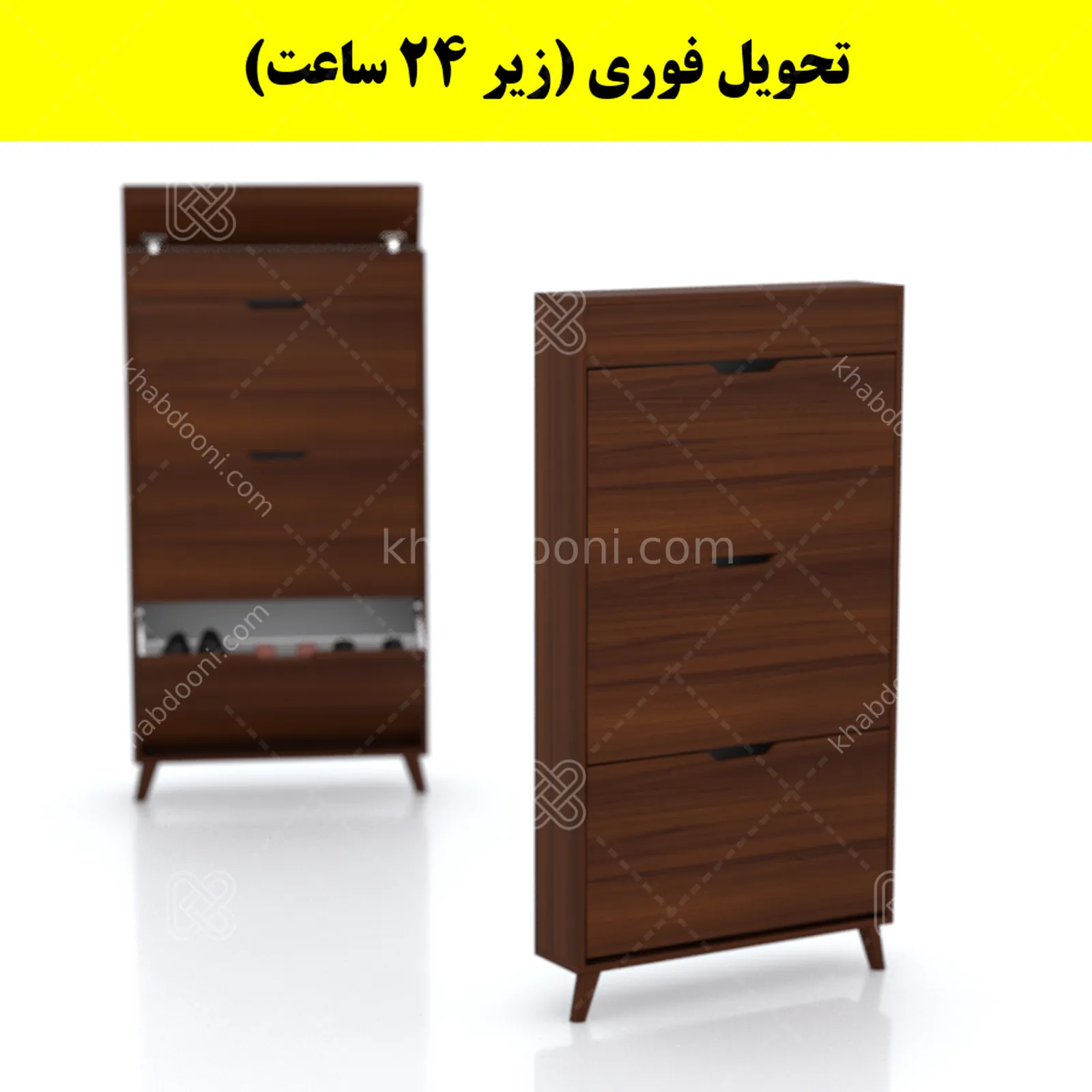 جاکفشی داشبوردی باریک باکس دار سه درب النا – طول 75 (تحویل فوری) فندوقی