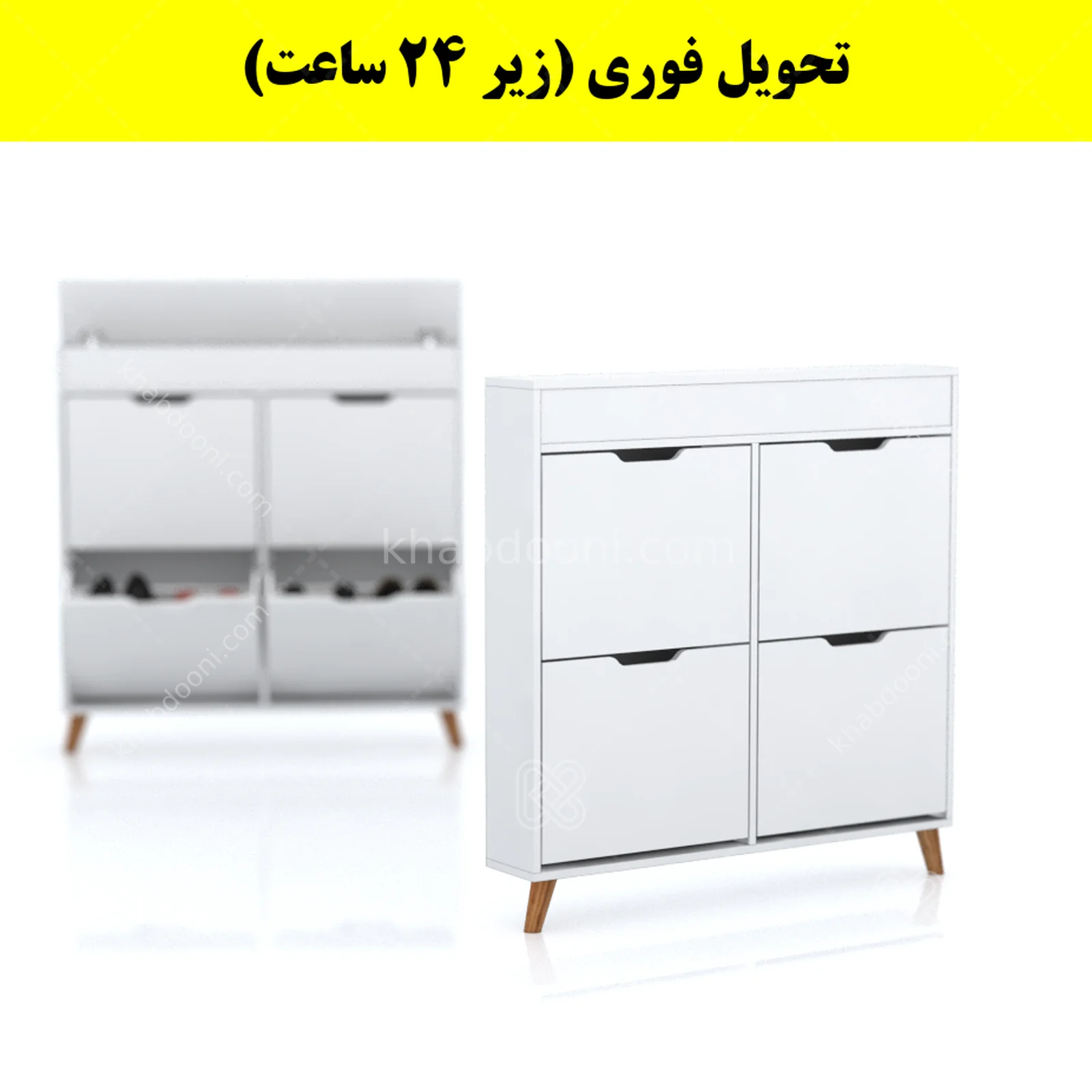 جاکفشی داشبوردی باریک باکس دار چهار درب النا – طول 100 (تحویل فوری) سفید