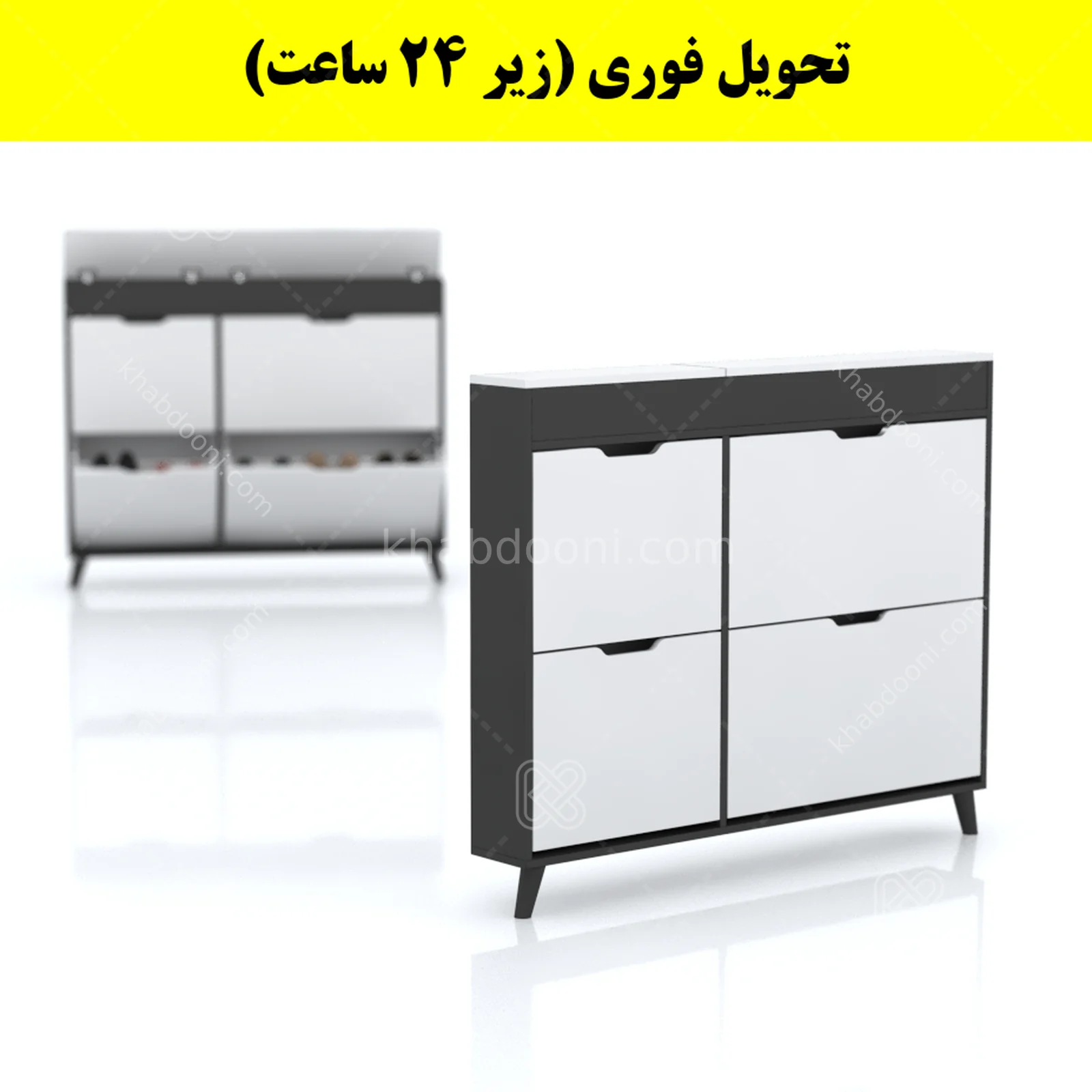 جاکفشی داشبوردی باریک باکس دار چهار درب النا – طول 125 (تحویل فوری) سفید نوک مدادی